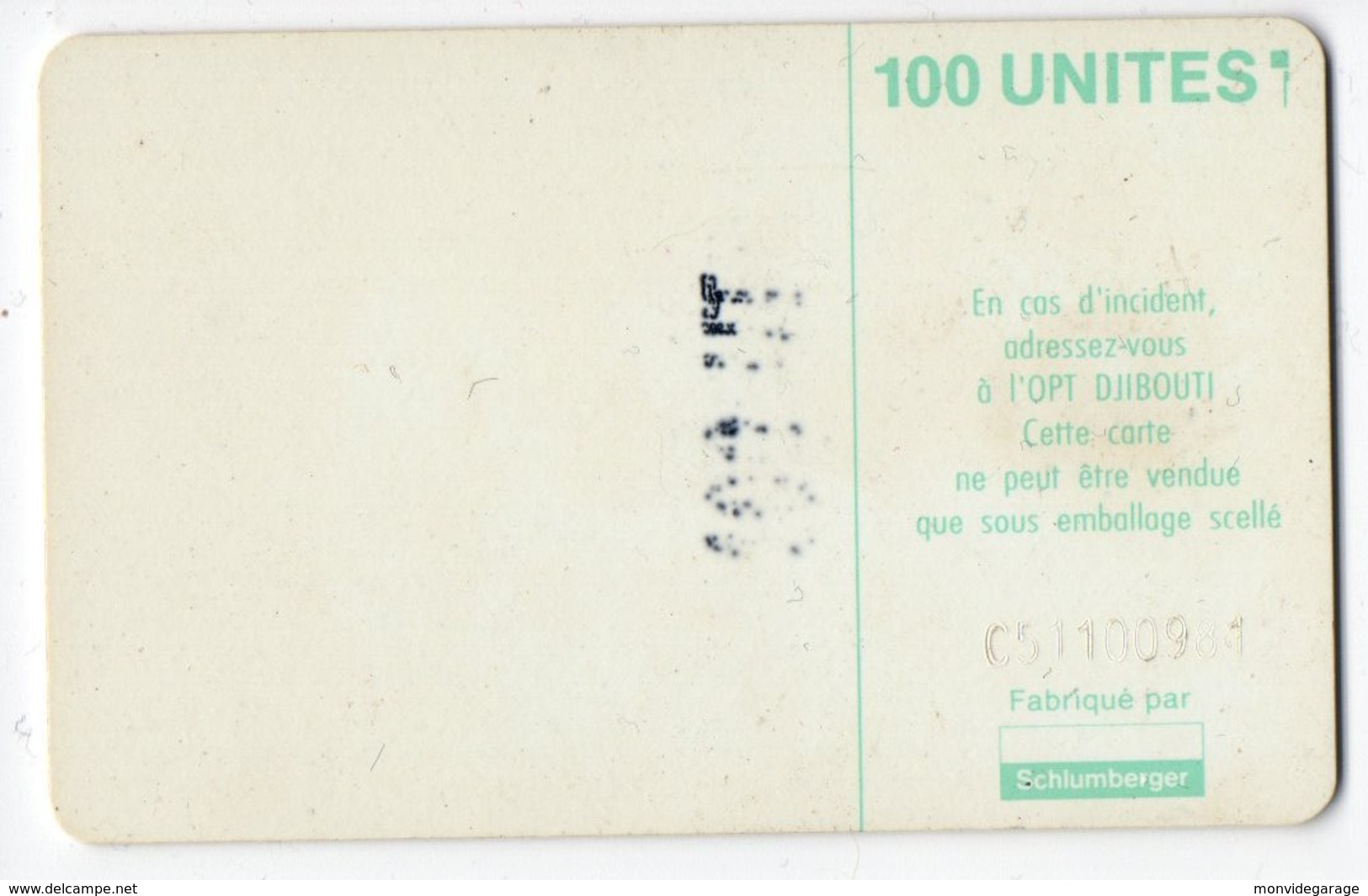 Télécarte De Djibouti - 100 Unités - Gibuti