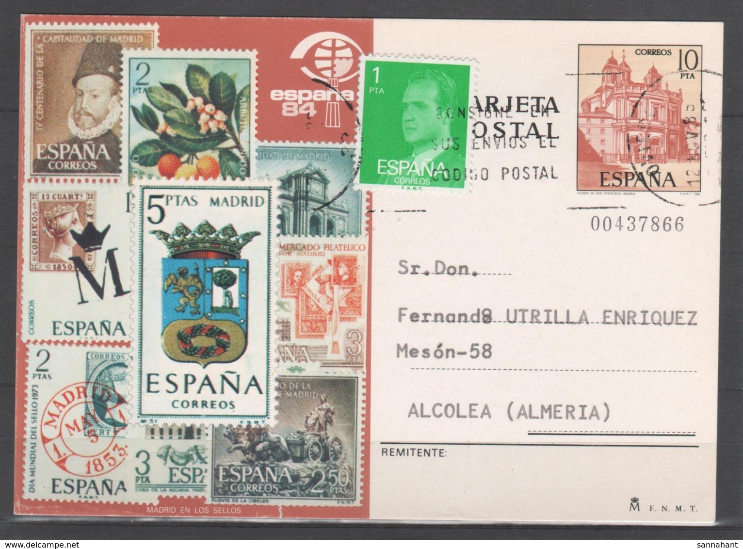 TARJETA ENTERO POSTAL 1984, CIRCULADA. EXP. MUND. FILATELIA ESPAÑA'84. - 1931-....