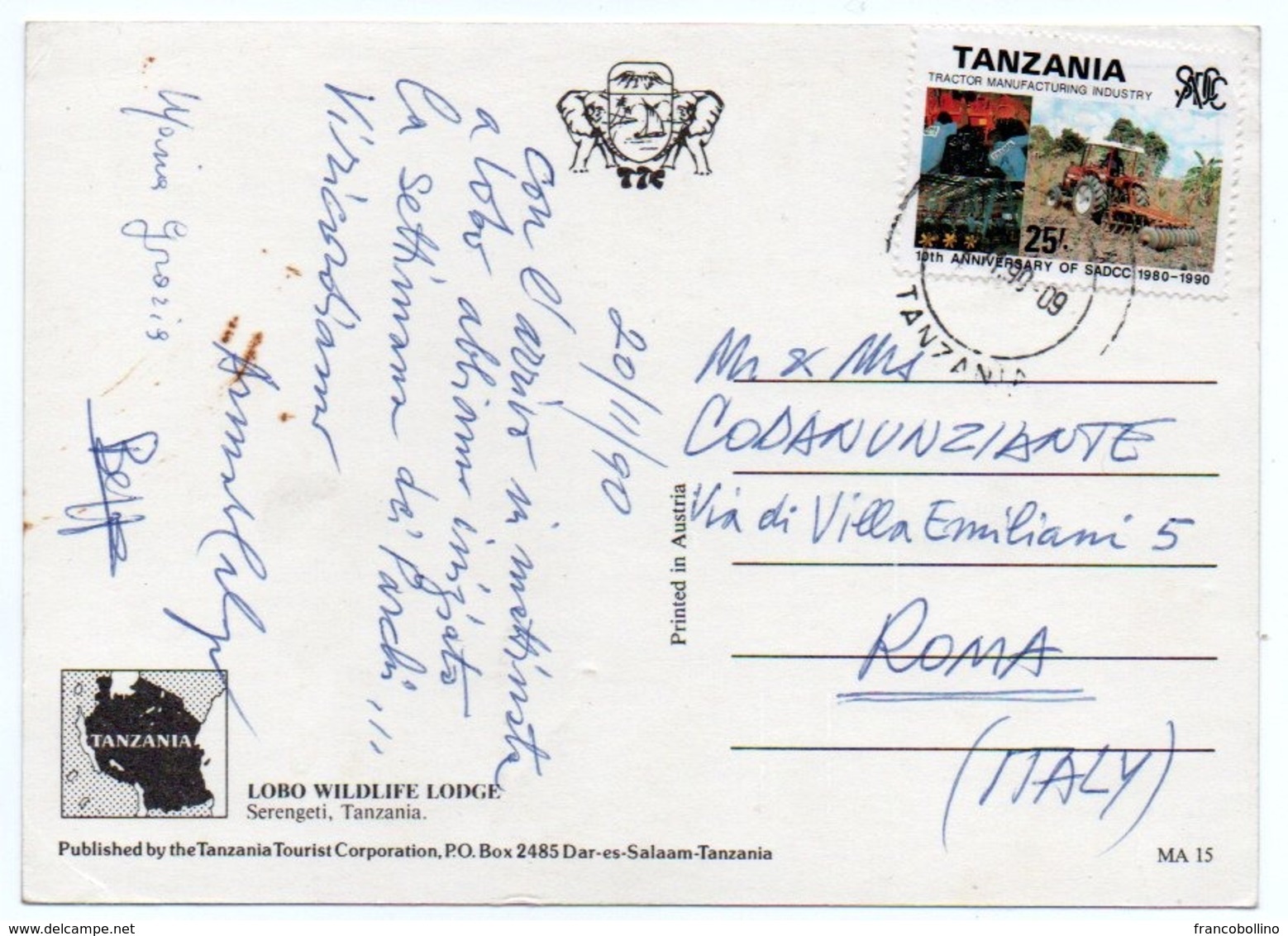 TANZANIA - LOBO WILDLIFE LODGE-SERENGETI / VOLKSWAGEN TRANSPORTER /THEMATIC STAMP-TRACTOR INDUSTRY - Tanzanie