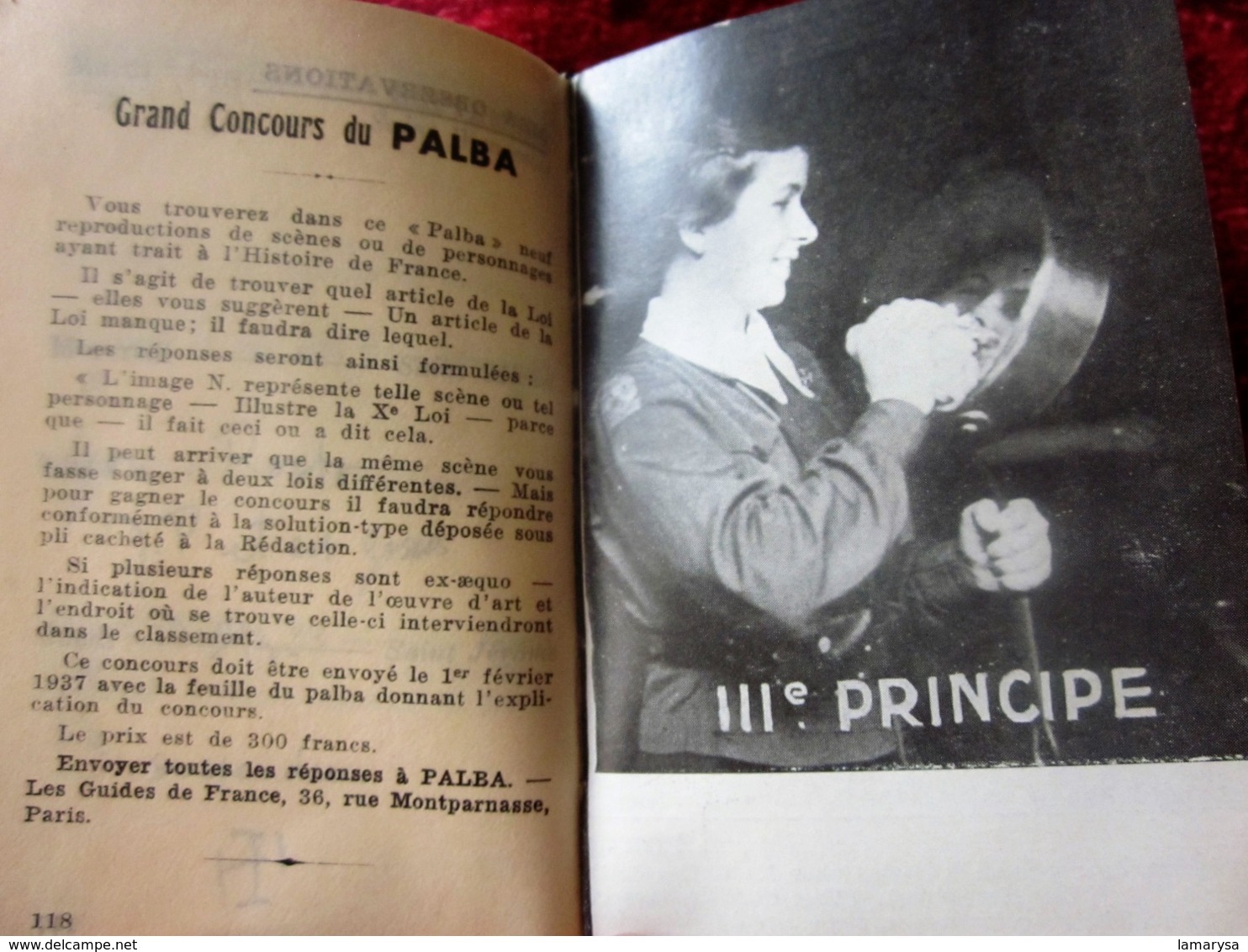 1937 AGENDA PALBA GUIDES DE FRANCE-LOI SCOUTE-PHOTOS-NOTES-JAMBOREE SCOUT INTERNATIONAL CONÇU SPÉCIALEMENT PR SCOUTISME