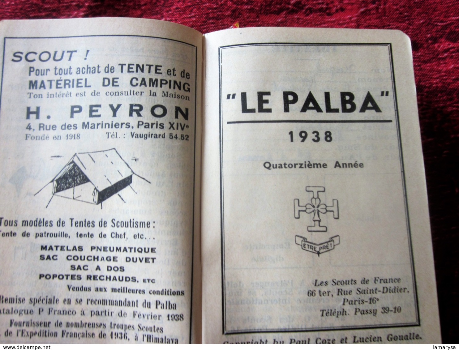 1938 AGENDA PALBA GUIDES DE FRANCE-LOI SCOUTE-PHOTOS-NOTES-JAMBOREE SCOUT INTERNATIONAL CONÇU SPÉCIALEMENT PR SCOUTISME