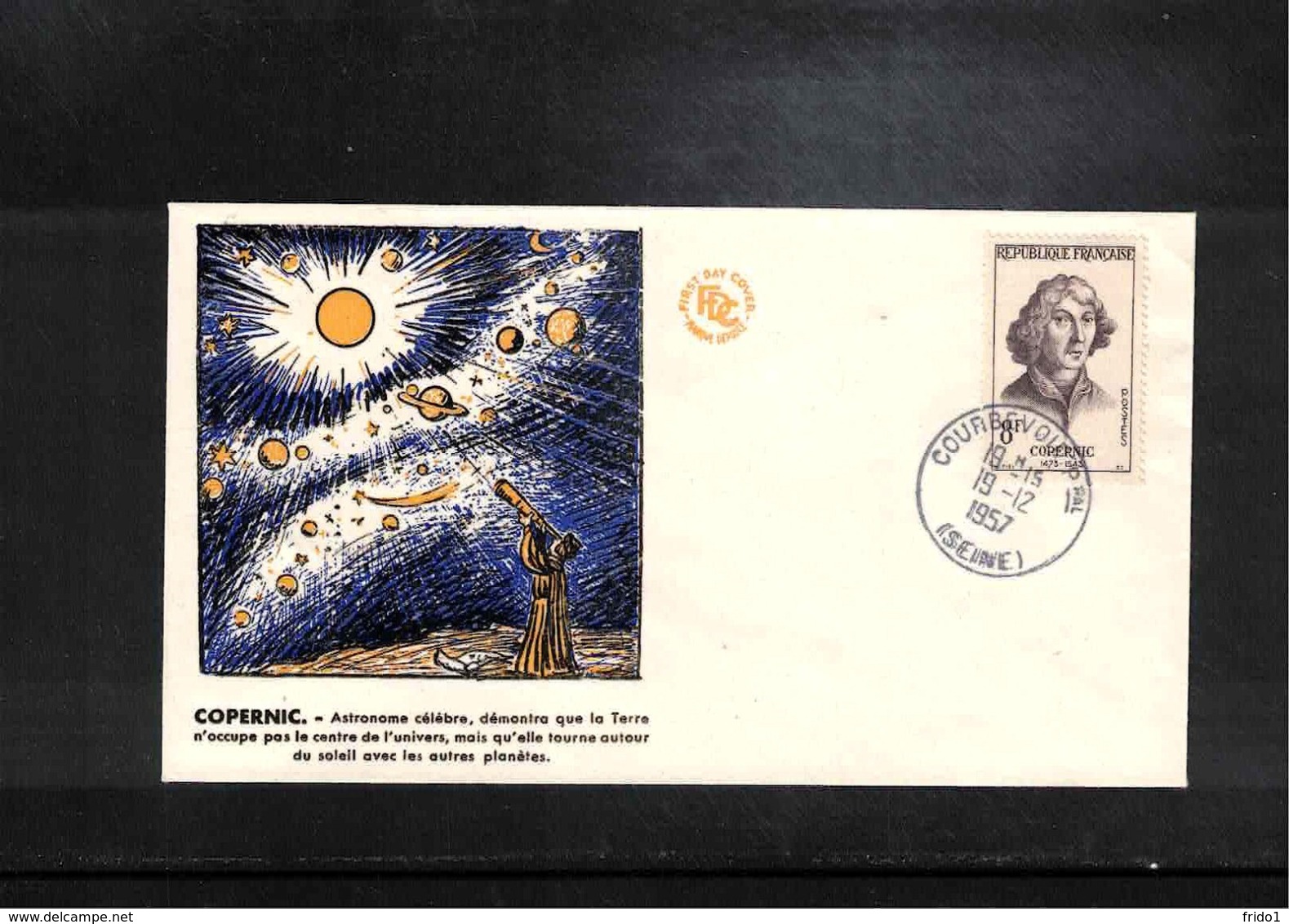 France 1957 Astronomy Nicolaus Copernicus Interesting Cover - Astronomie
