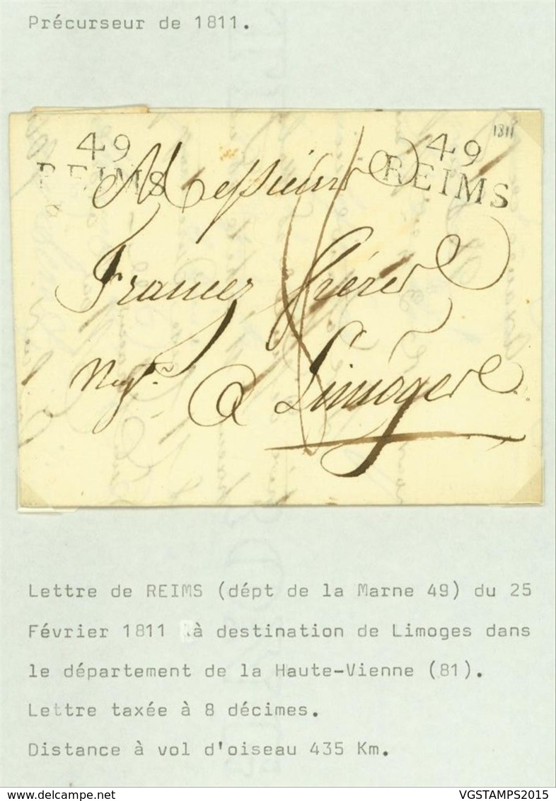 France 1811  - Precurseur De Reims à Limoges ...... (VG) DC-4255 - 1801-1848: Précurseurs XIX