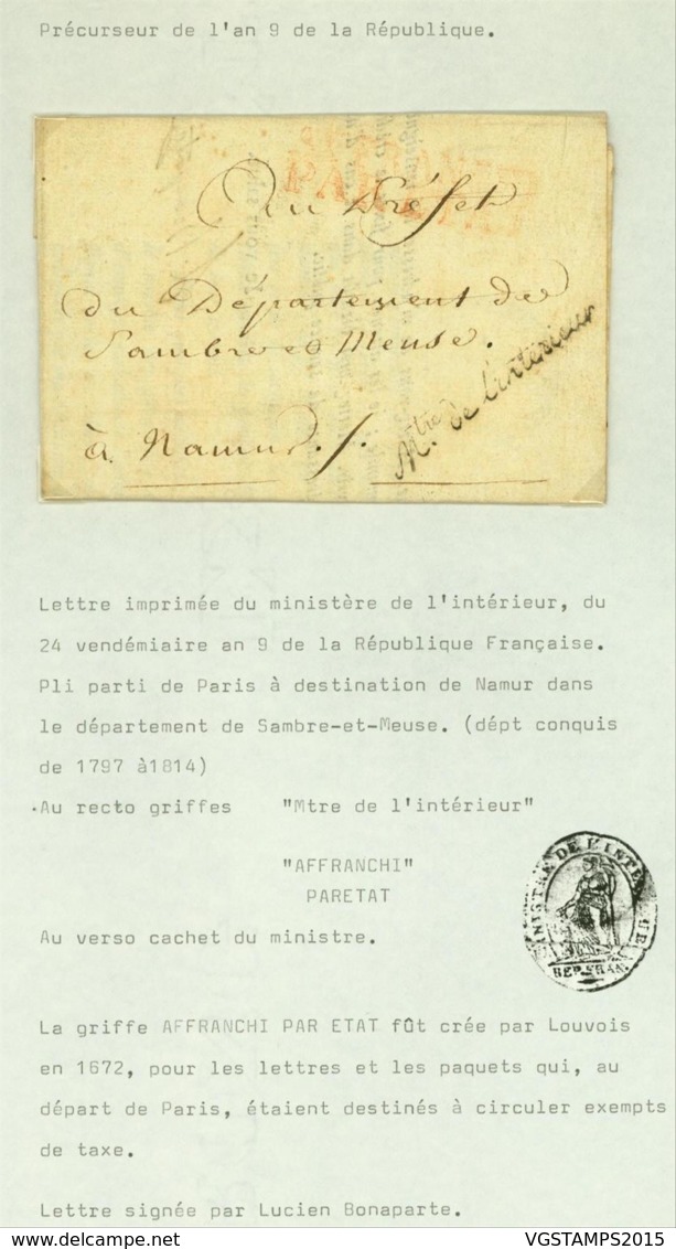 France 1800- Précurseur De Paris à Namur...... (VG) DC-4262 - 1701-1800: Voorlopers XVIII