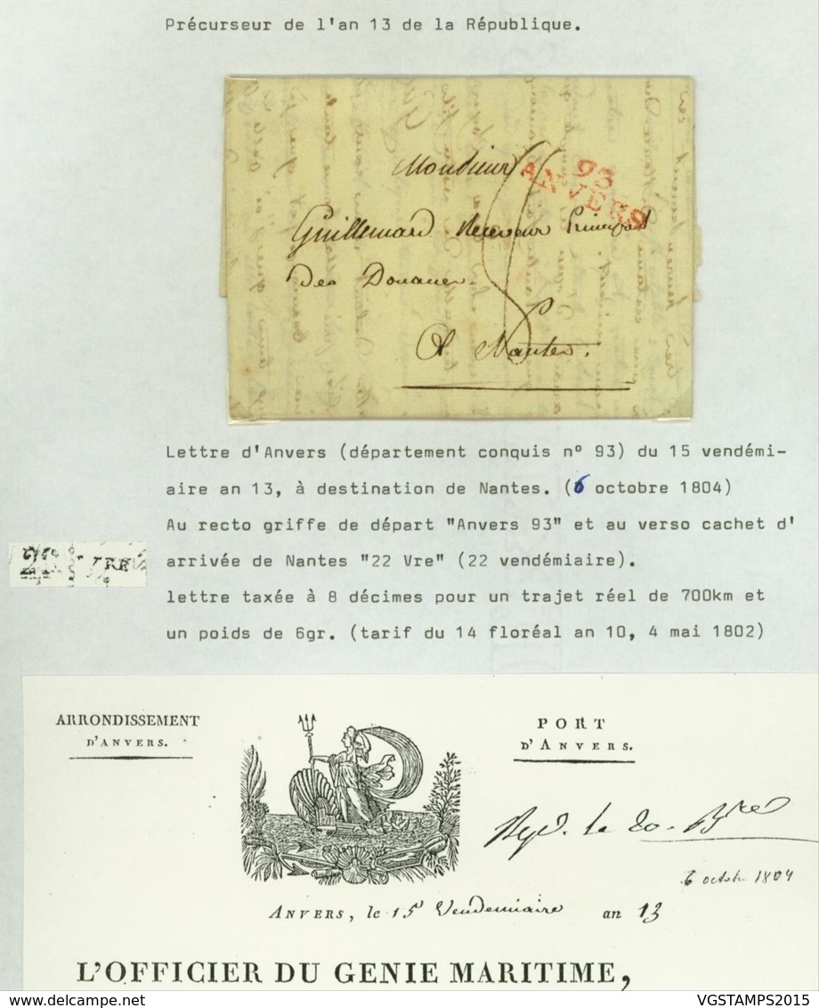 France 1804 - Précurseur D' Anversmà Nantes..... (VG) DC-4266 - 1792-1815: Départements Conquis