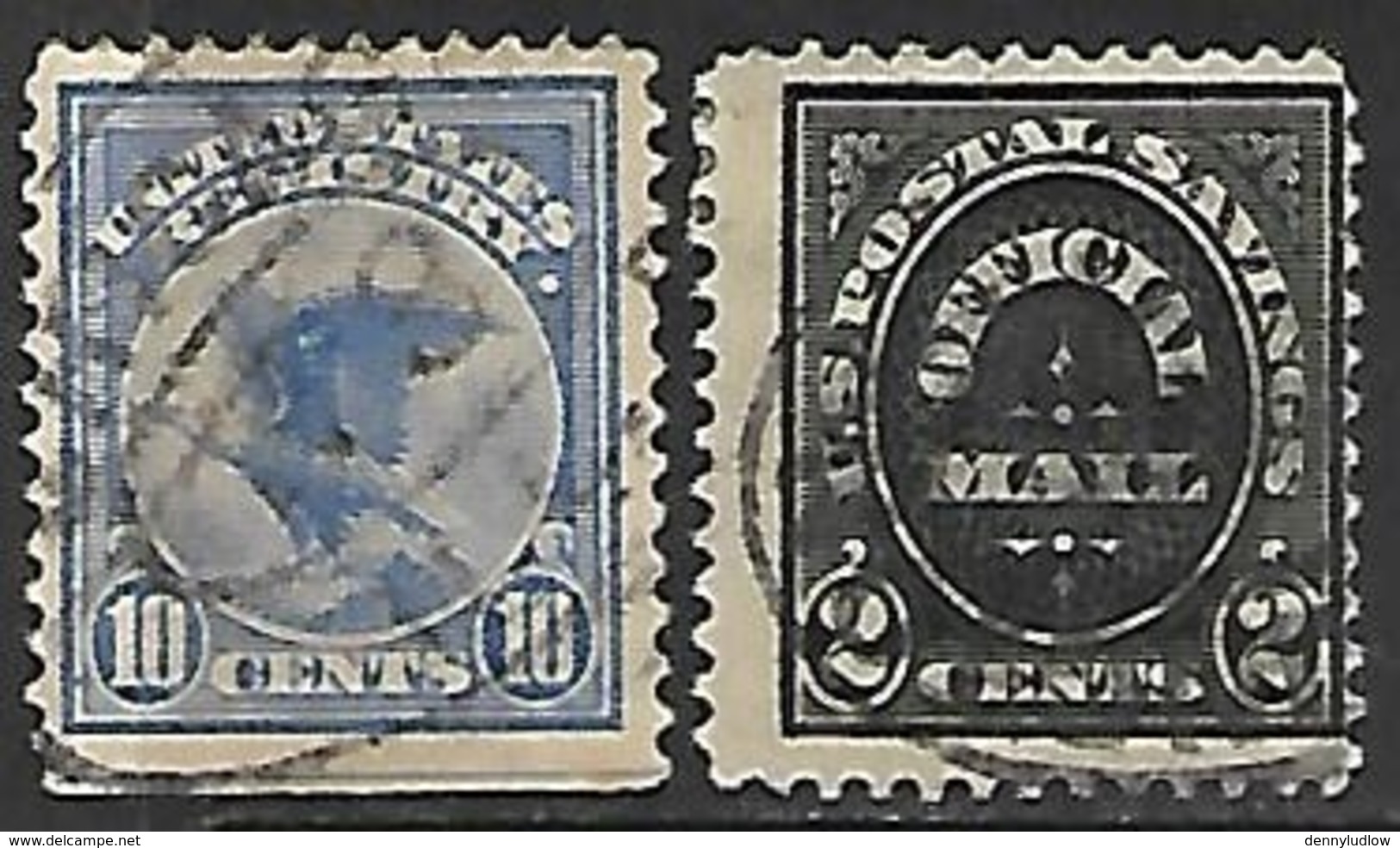 US  1910  Sc#O121  2c Official  & 1911 Sc#F1 10c Registered Used   2016 Scott Value $17 - Service