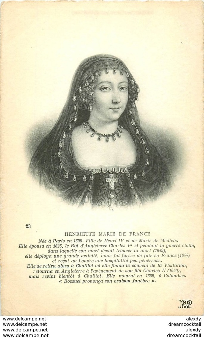 WW Personnages Célèbres Sur Papier De Luxe Bords Dentelés à La Ficelle. HENRIETTE MARIE DE FRANCE - Histoire