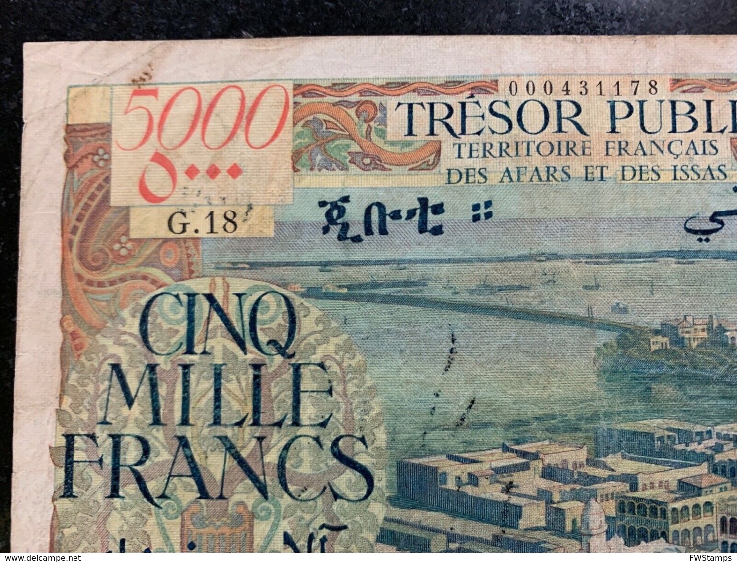 Djibouti Africa Somalia 5000 Francs Banknote FRENCH AFARS & ISSAS 1969 Rrrr - Gibuti