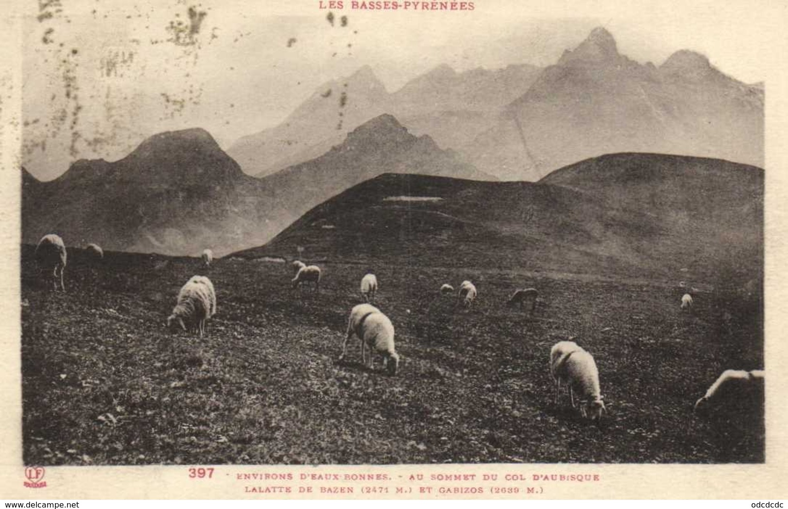 Environs D'Eaux Bonnes Au Sommet Du Col D'Aubisque Lalatte De Bazin ( 2471m) Et Gabizos (2039m)  Troupeau De Brebis - Eaux Bonnes