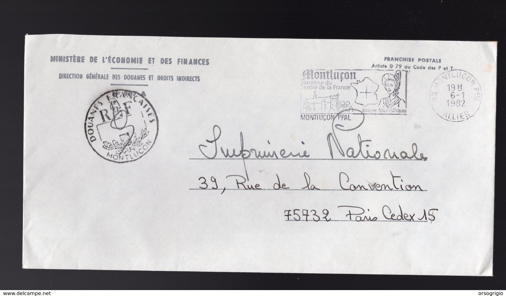 FRANCIA - 03  MONTLUCON  1983    DOUANES  -  FRANCHISE POSTALE - Costumi