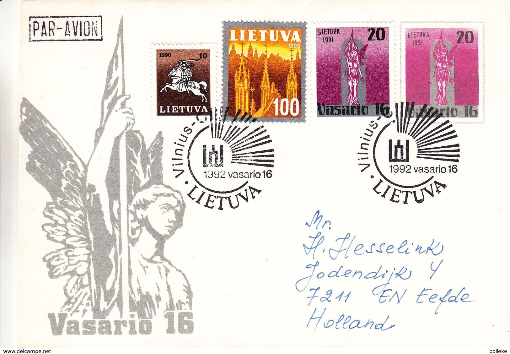 Lituanie - Lettre De 1992 - Oblit Vilnius - Entier Postal - - Lituania