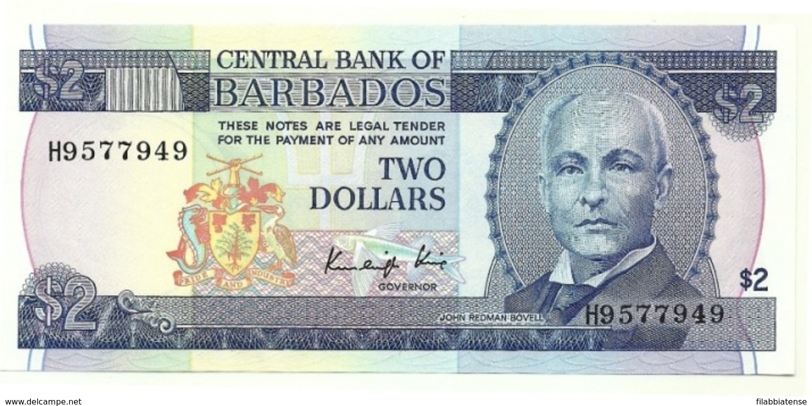 Barbados - 2 Dollars 1986     +++++++ - Barbados (Barbuda)