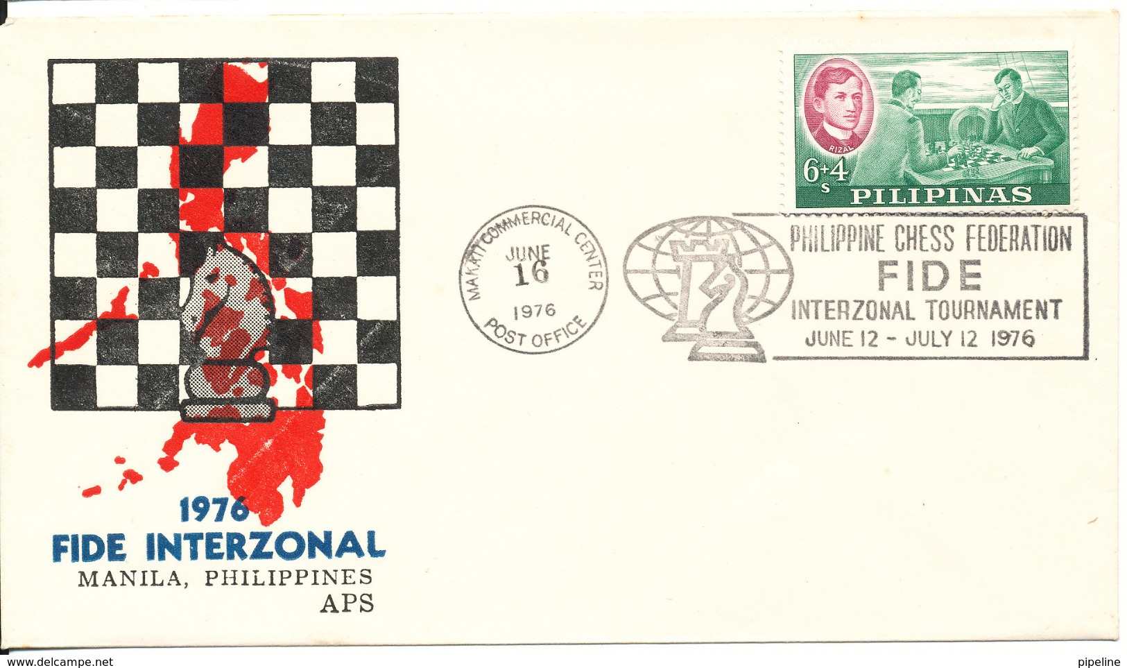 Philippines Cover Philippine CHESS Federation FIDE International Tourmnament 12-6 To 12-7-1976 With Cachet - Philippines