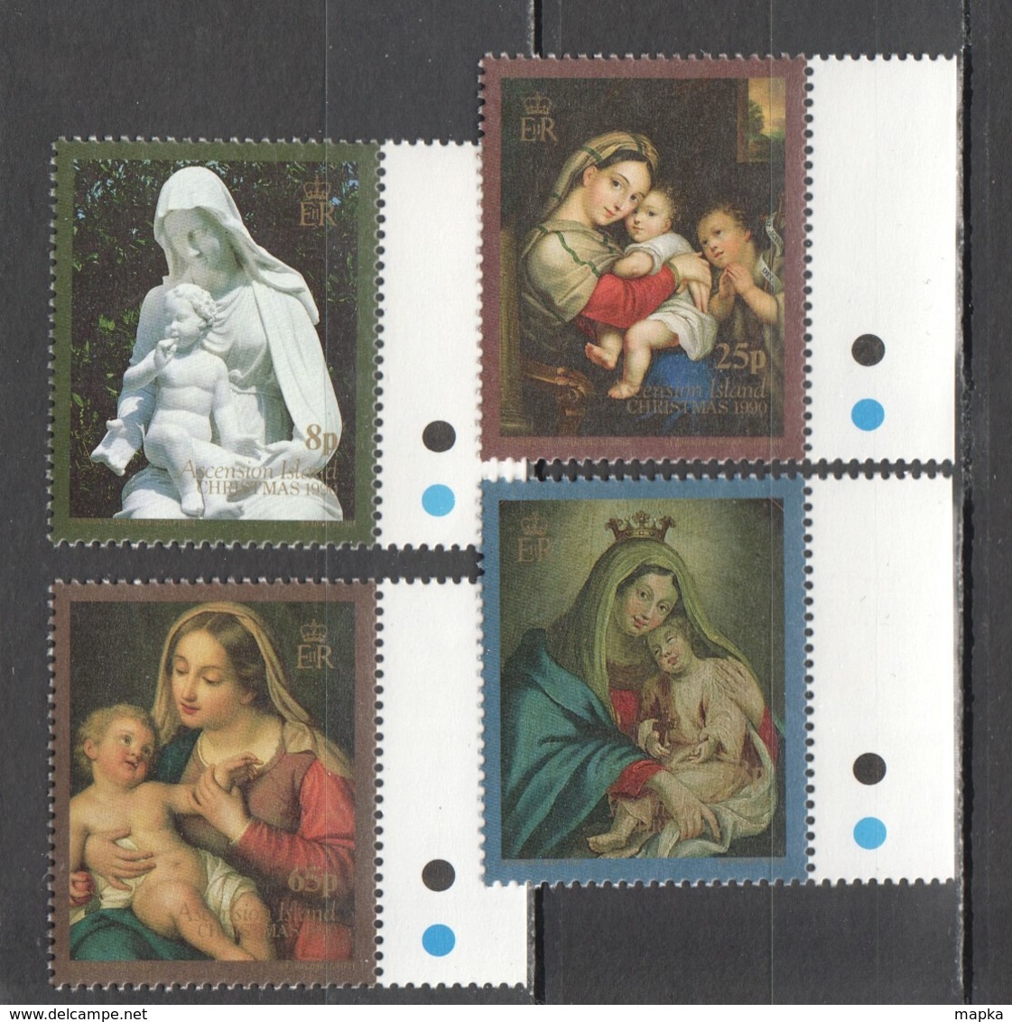 N256 2008 ASCENSION ISLAND ART CHRISTMAS 1990 #531-34 MICHEL 14 EU SET MNH - Religieux