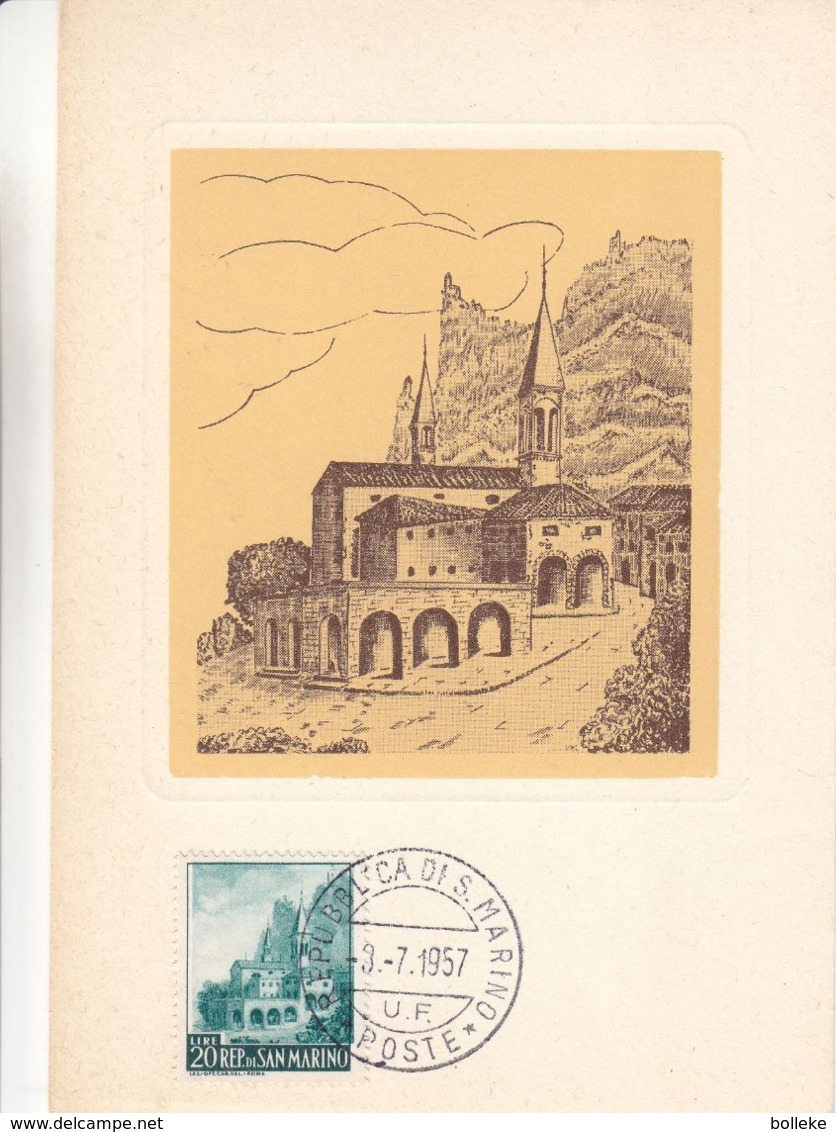Saint Marin - Carte Postale De 1957 - Oblit Républica Di San Marino - Cate Maximum  ? - Lettres & Documents