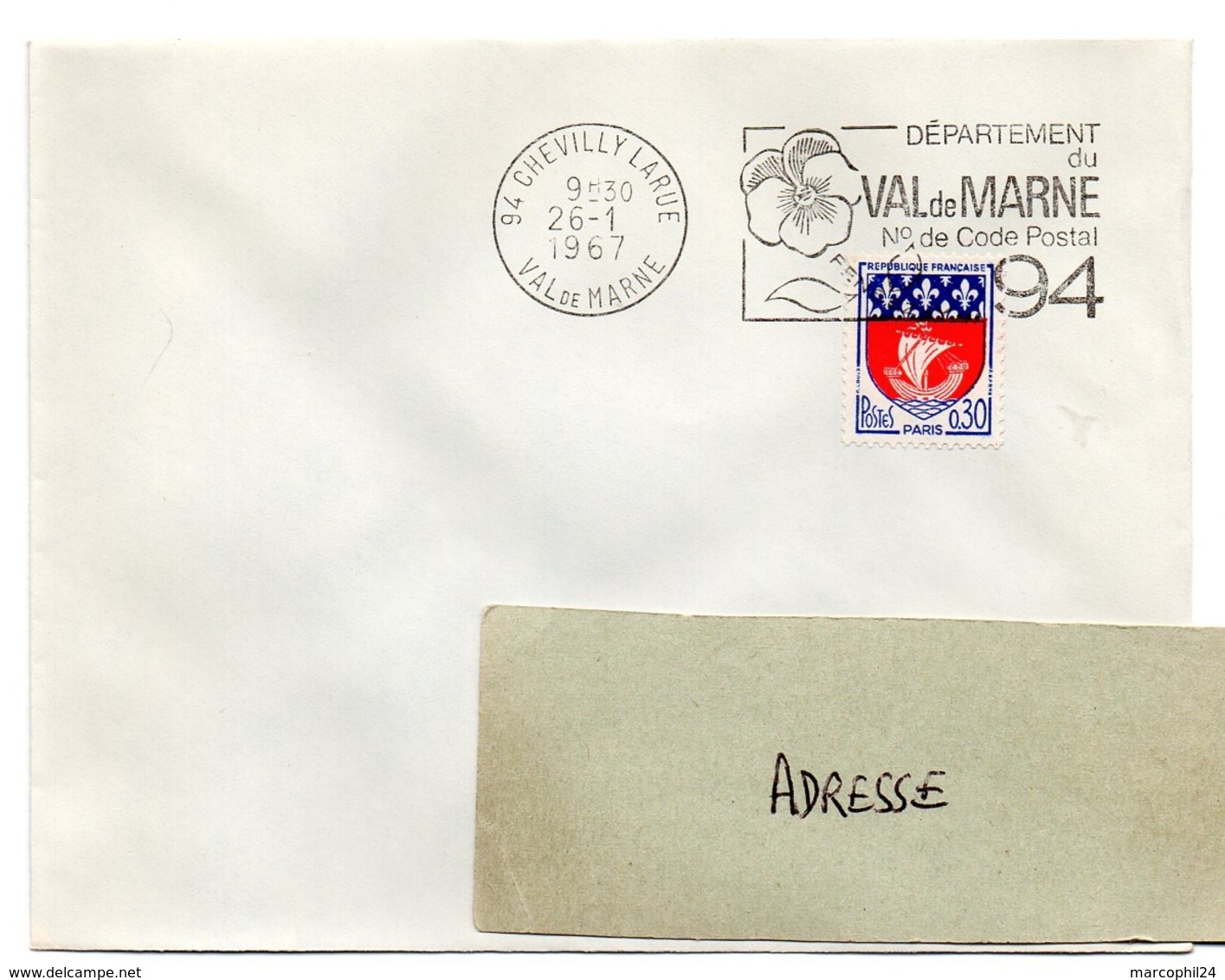 VAL De MARNE - Dépt N° 94  CHEVILLY LARUE 1967 = FLAMME Codée à DROITE = SECAP  ' N° De CODE POSTAL / PENSEZ-Y ' - Codice Postale