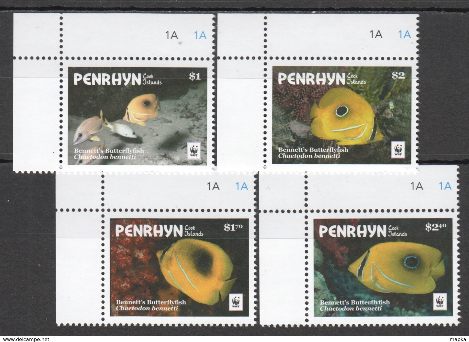 R1233 2017 PENRHYN WWF FAUNA FISH & MARINE LIFE BENNETT'S BUTTERFLYFISH !!! MICHEL 13 EURO !!! 1SET MNH - Other & Unclassified