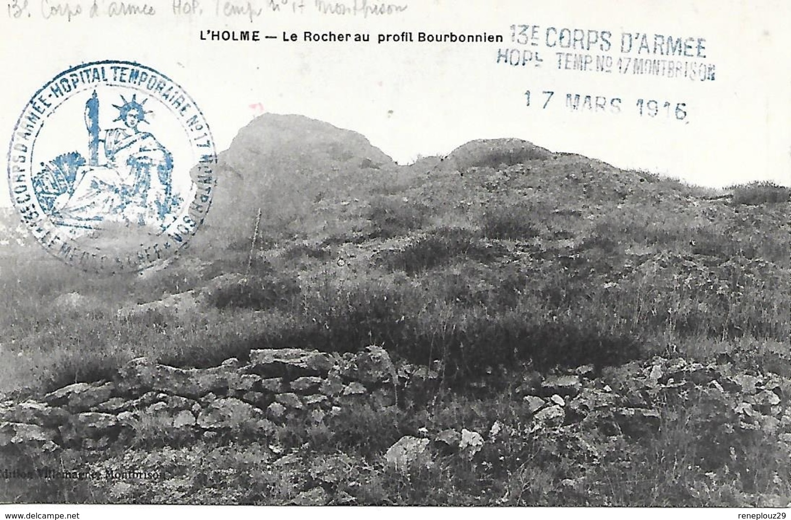 42-cachet Hôpital Temp N°17 De Montbrison Sur CP De 1916 - Guerra Del 1914-18