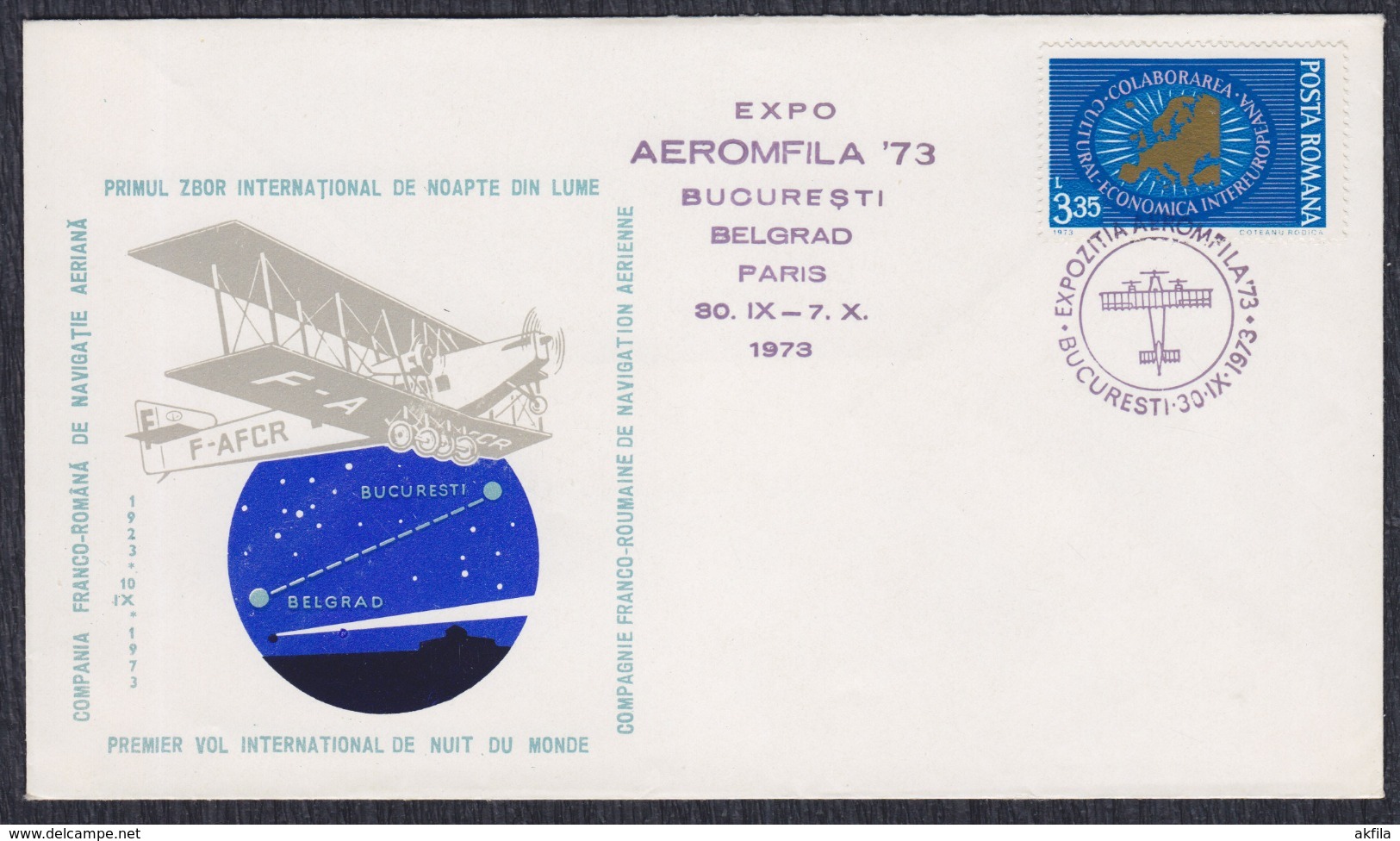 Romania 1973 EXPO Aeromfila '73, Cover - Cartas & Documentos