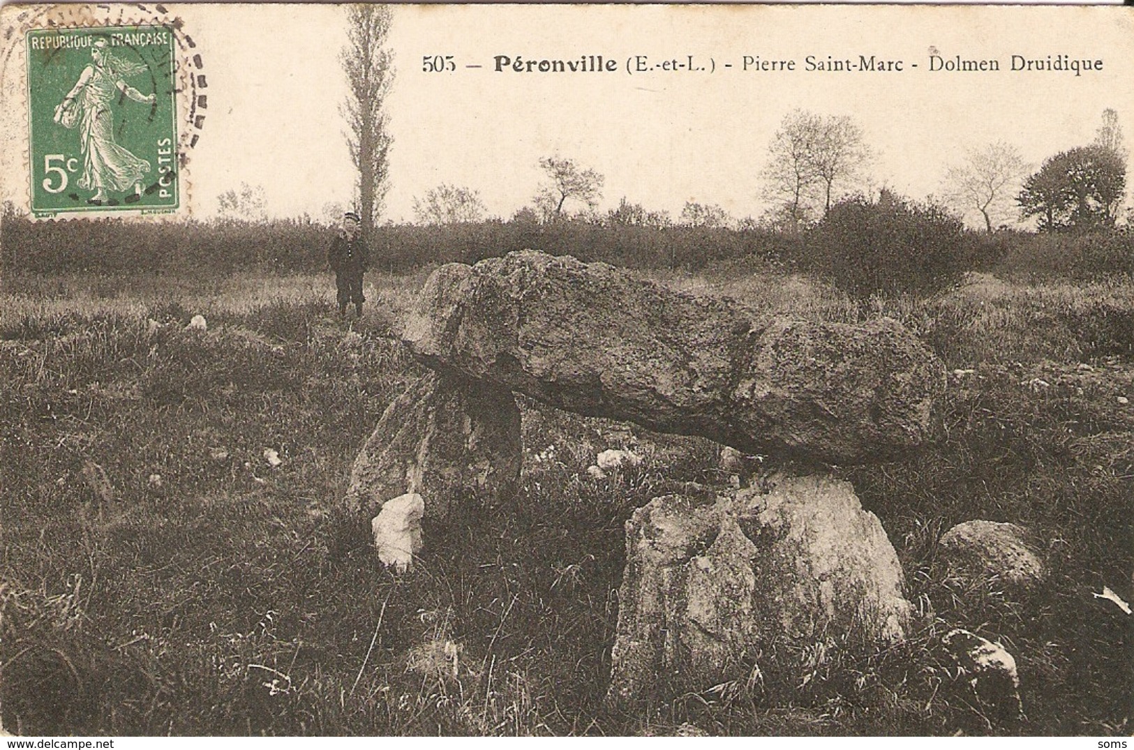 Cpa De L'Eure-et-Loir, Préonville (28), Pierre Saint-Marc, Dolmen Druidique, éd. ? N°505 écrite En 1909, Coiffeur - Andere & Zonder Classificatie