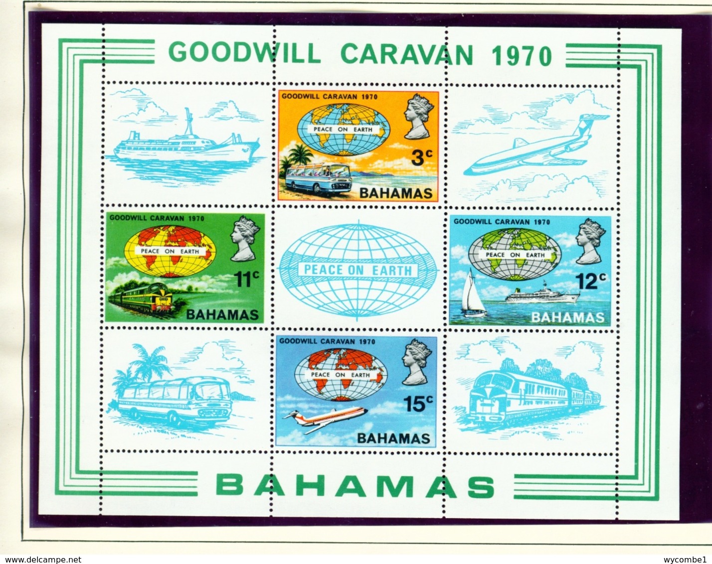 BAHAMAS  -  1970 Goodwill Caravan Miniature Sheet Unmounted/Never Hinged Mint - 1963-1973 Ministerial Government