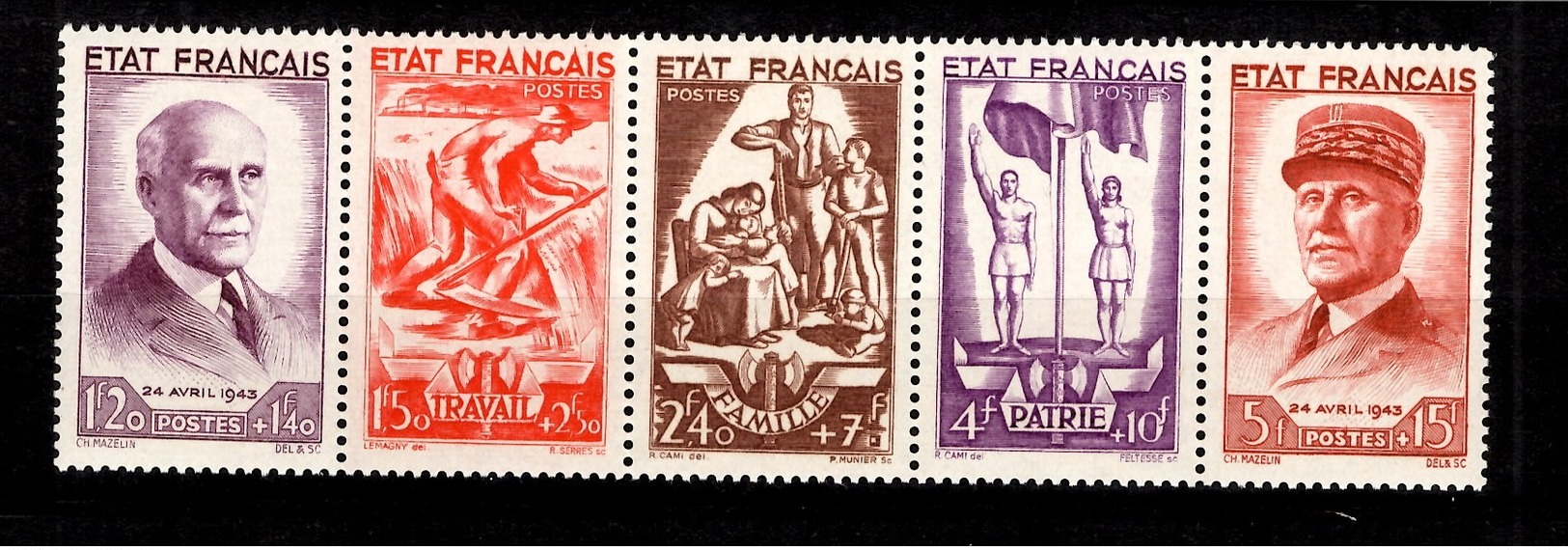 France Bande Pétain YT N° 580A Neufs ** MNH. TB. A Saisir! - Nuevos