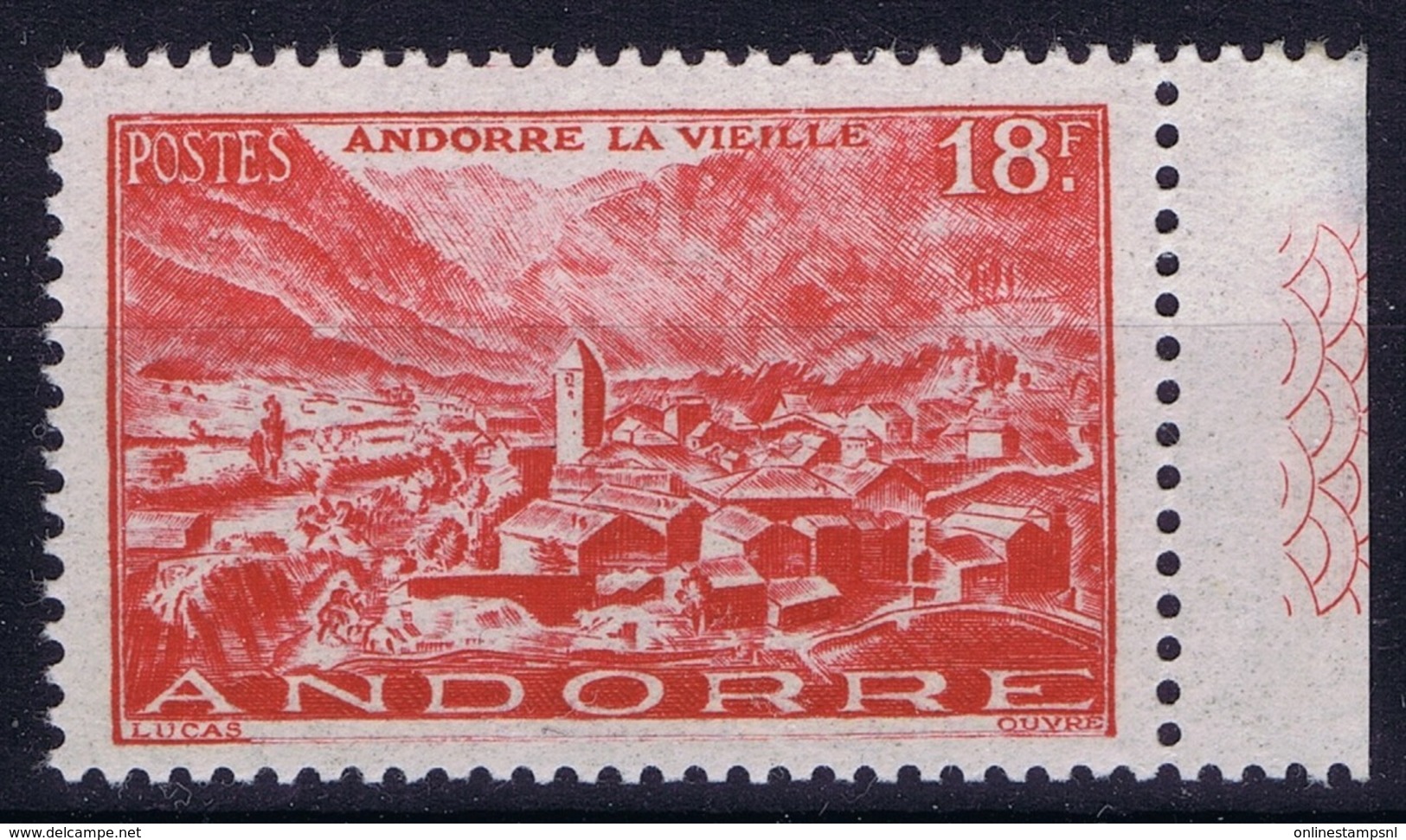 Andorre Mi 133 Postfrisch/neuf Sans Charniere /MNH/**  Hinge On Tab 1951 - Ongebruikt