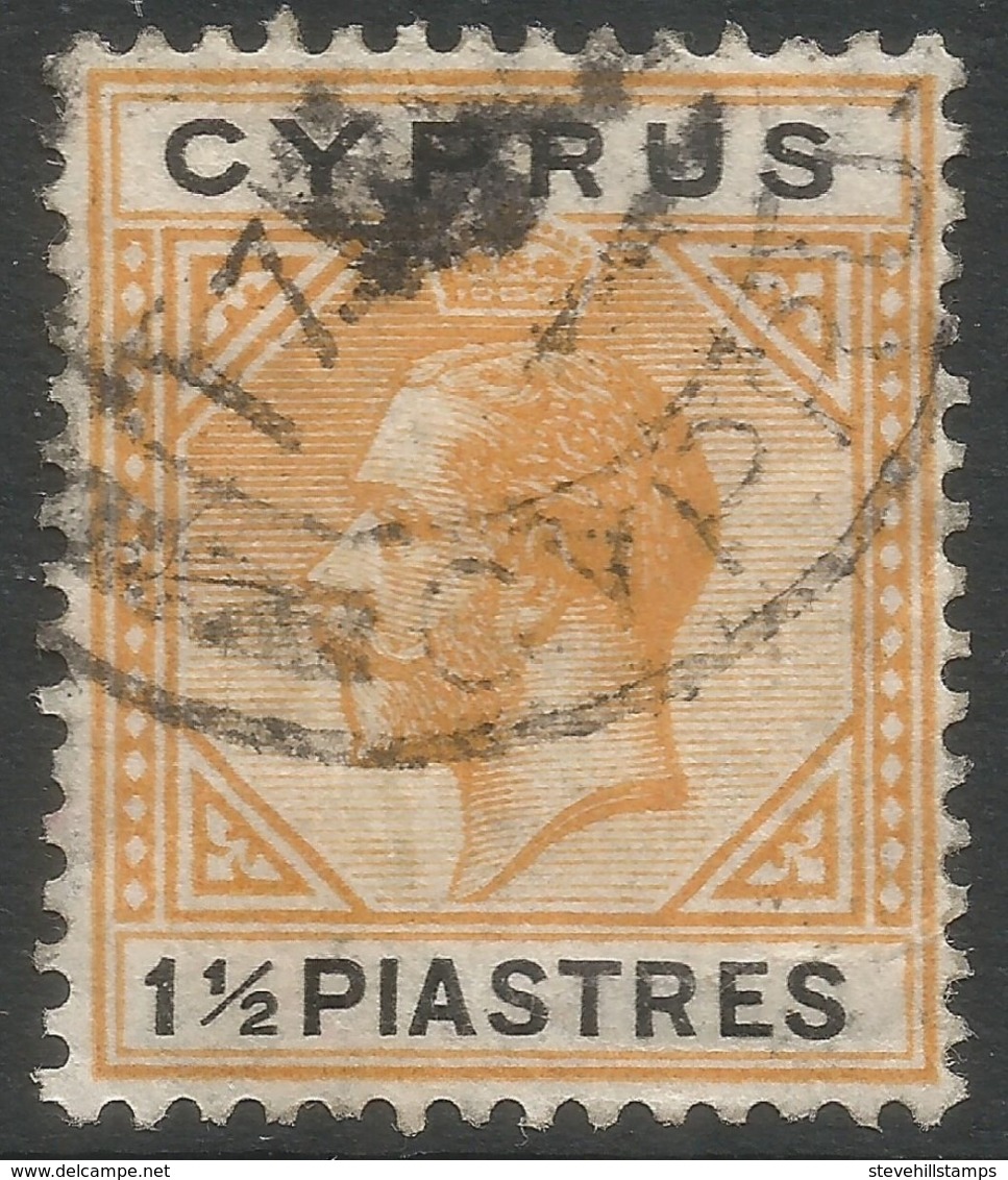 Cyprus. 1921-23 KGV. 1½pi Used. Mult Script CA W/M SG 91 - Cyprus (...-1960)