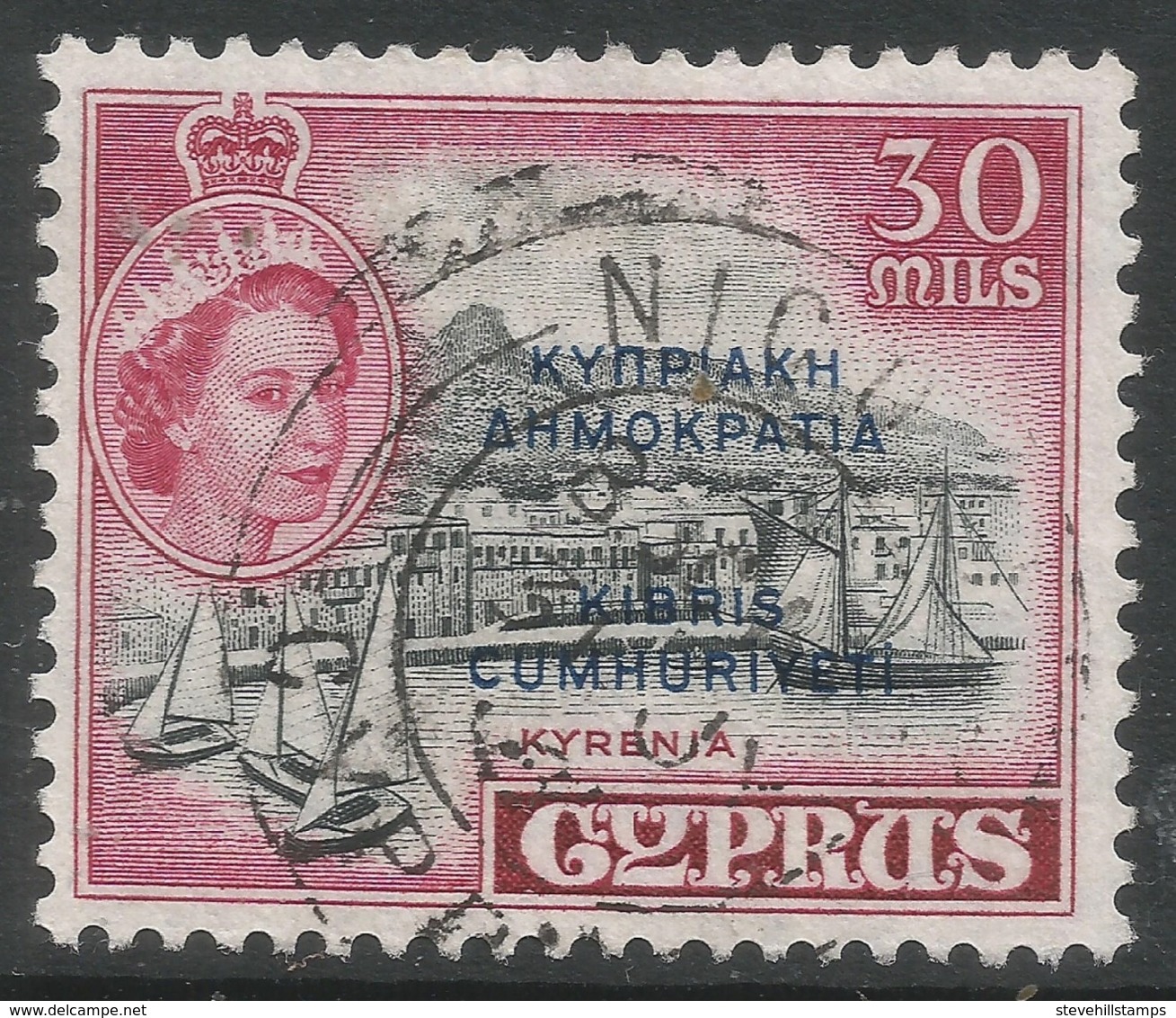 Cyprus. 1960-61 Republic Overprint. 30m Used. SG 195 - Ongebruikt