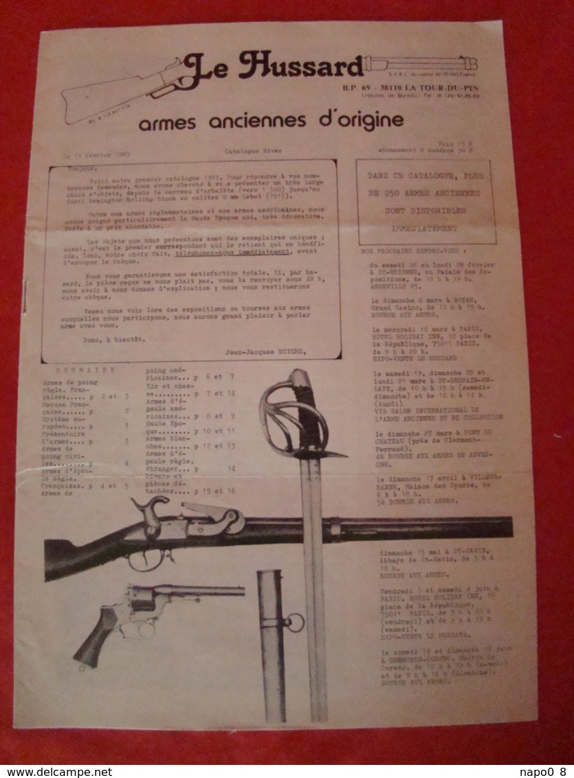 Lot De 9 Magazines  "LE HUSSARD" Armes Anciennes D'origine Années 1982- 1991 - France