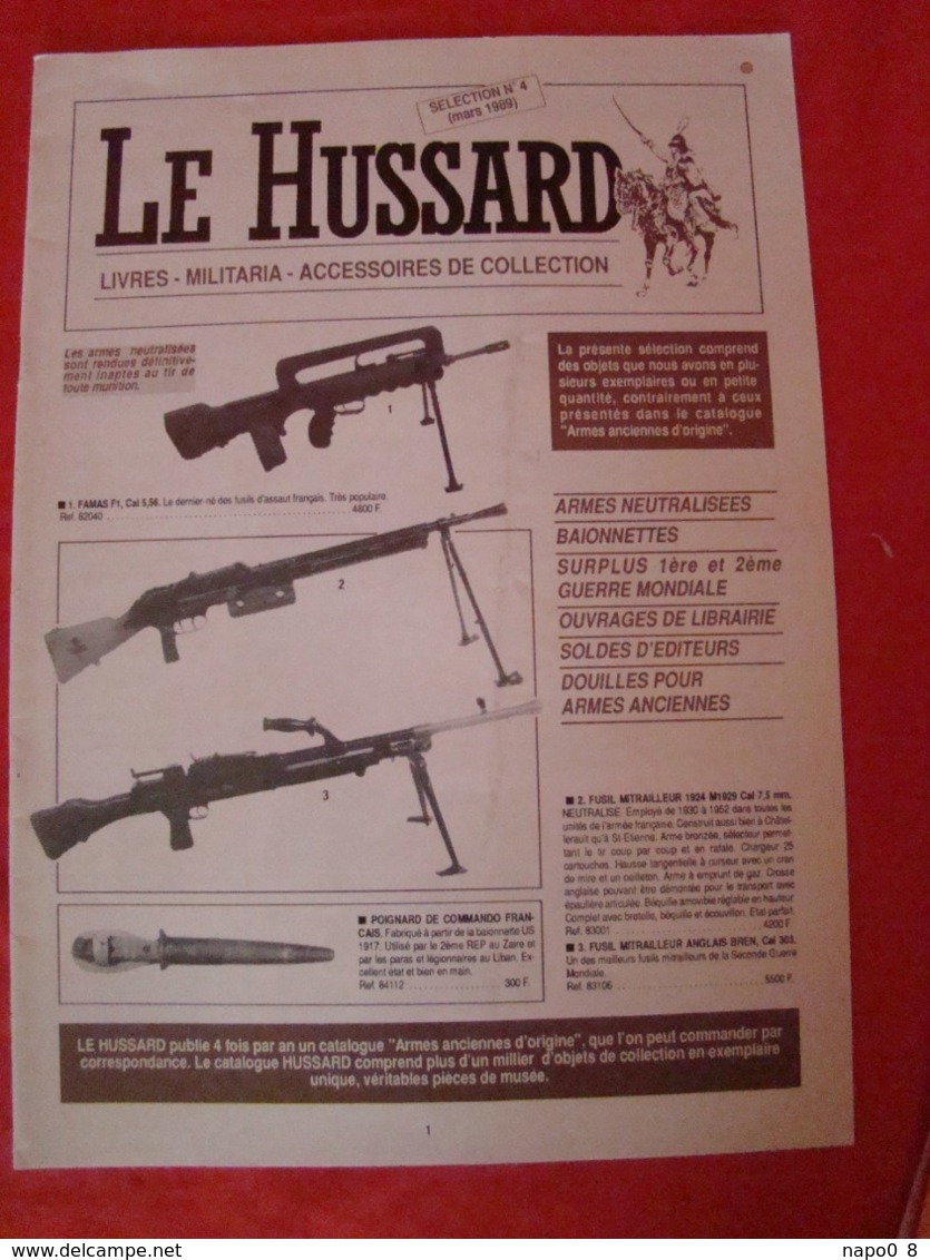 lot de 9 magazines  "LE HUSSARD" armes anciennes d'origine années 1982- 1991