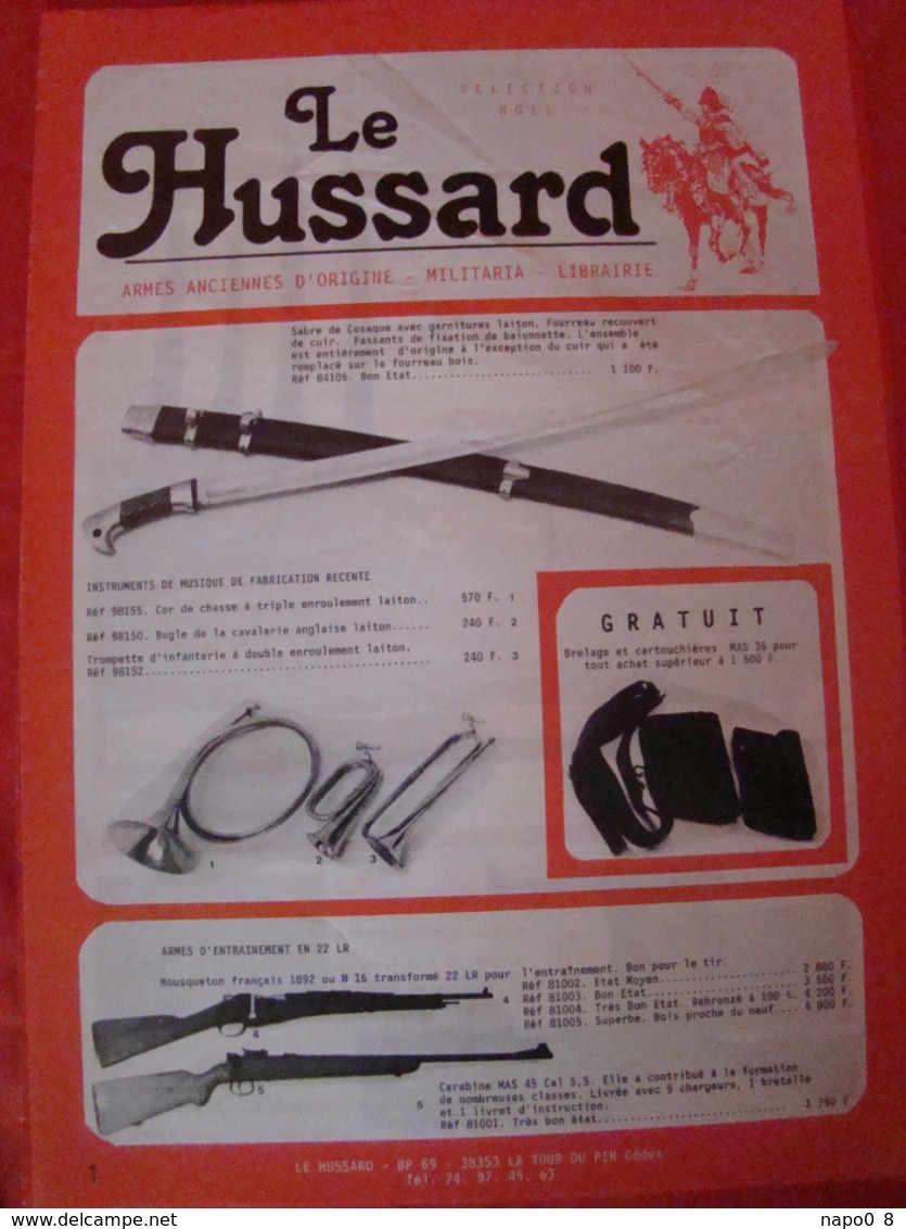 lot de 9 magazines  "LE HUSSARD" armes anciennes d'origine années 1982- 1991