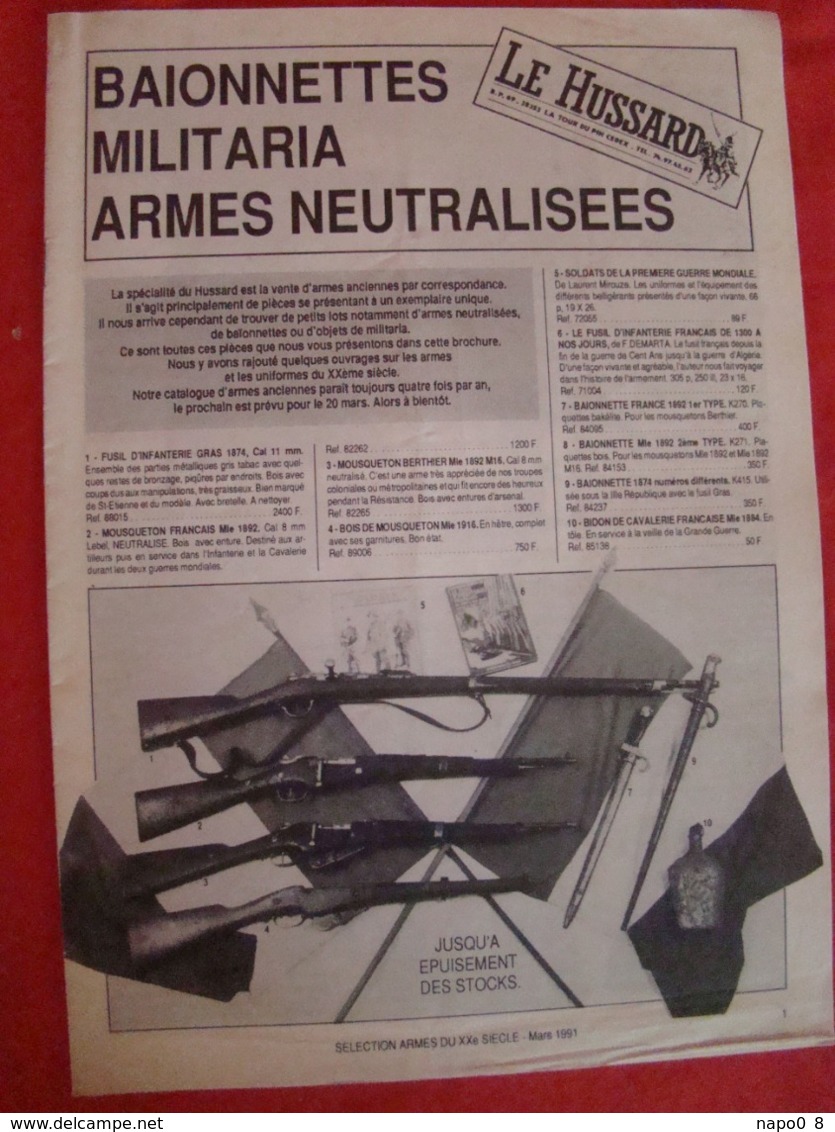 lot de 9 magazines  "LE HUSSARD" armes anciennes d'origine années 1982- 1991