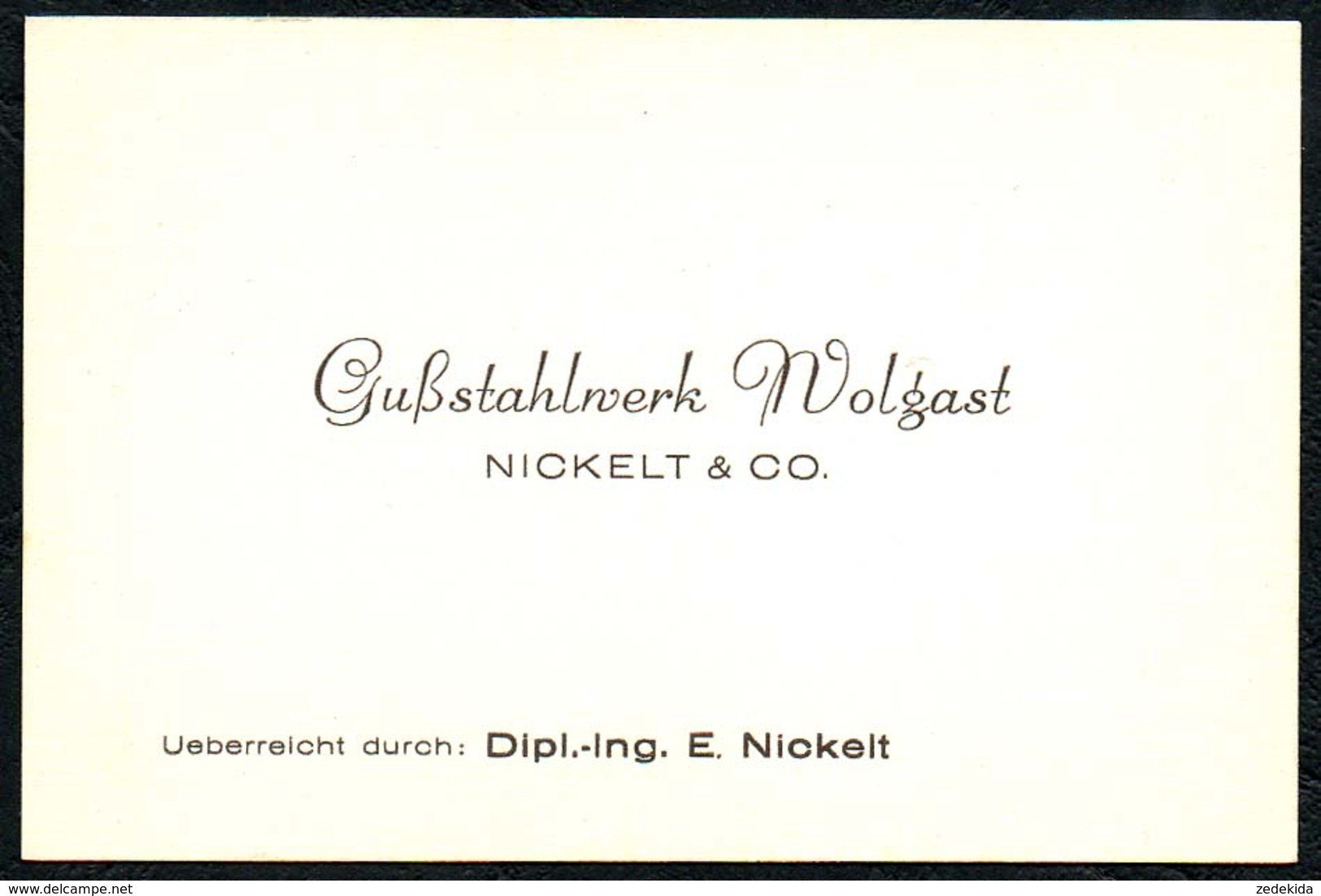 B6476 - Wolgast - Gußstahlwerk Nickel & Co - Visitenkarte - Visitenkarten