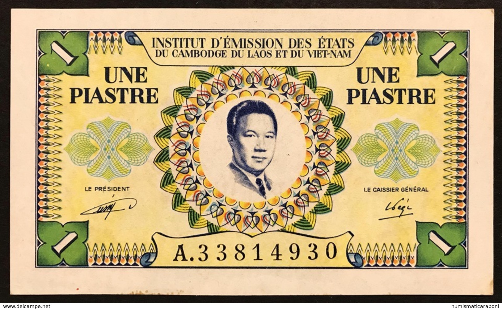 FRENCH INDO-CHINA, 1 Piastre  1 Dong 1943 Undated KM#104 Sup/unc Lotto.1984 - Indocina