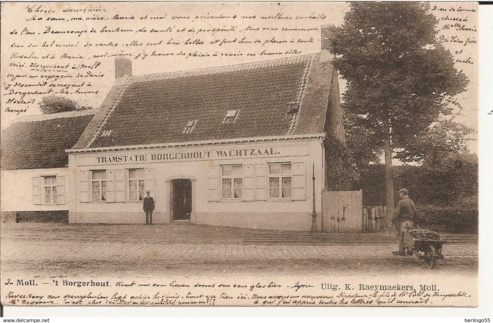 Moll - 't Borgerhout 1903 (Tramstatie + Stationchef (Geanimeerd) - Mol