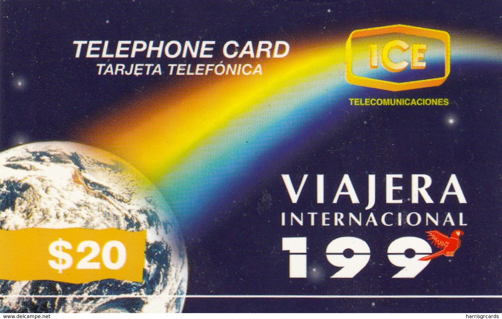 COSTA  RICA-  Mundo Y Arcoiris, ICE Prepaid Card $20, 10/96, Used - Costa Rica