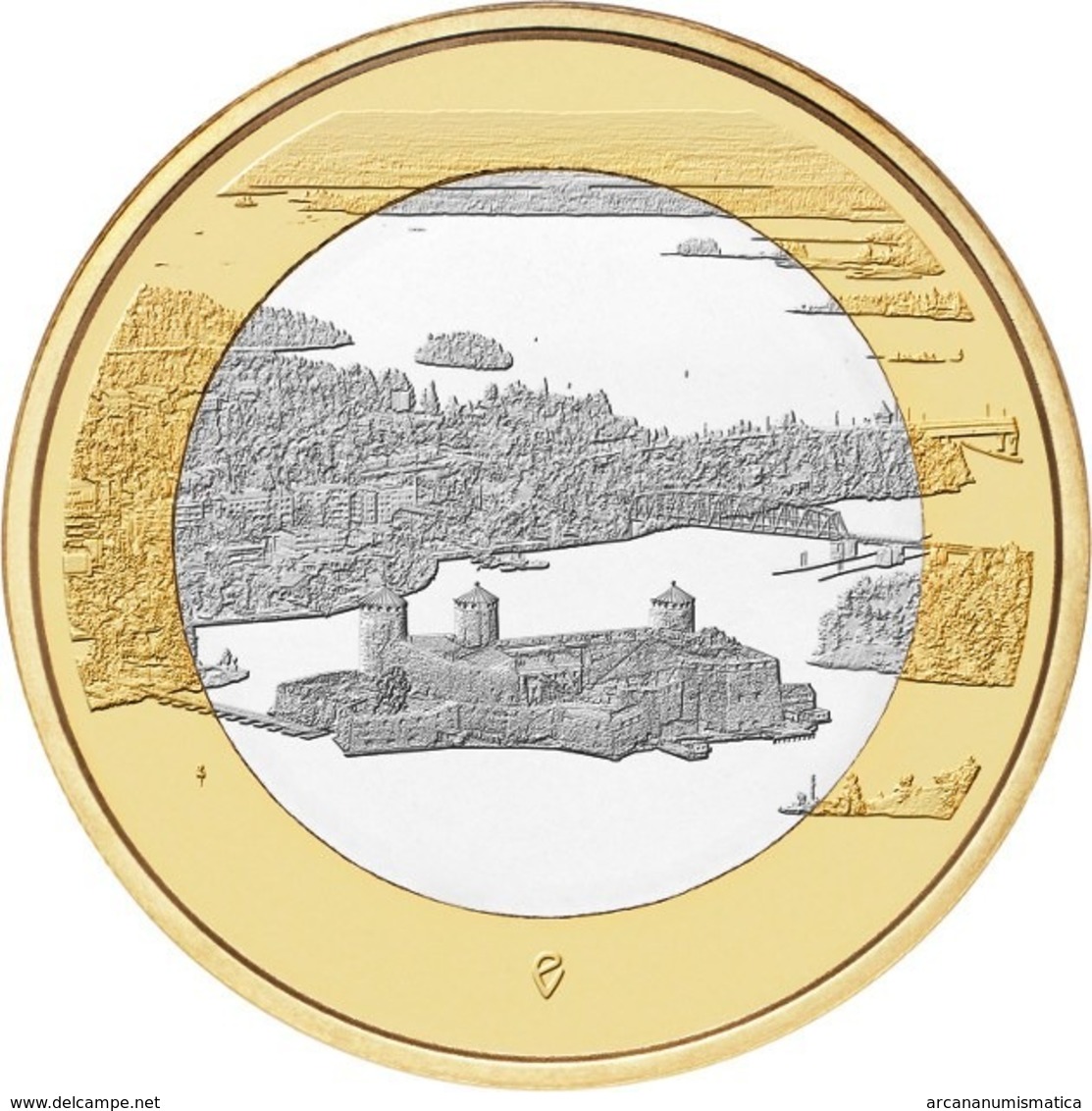 FINLANDIA  5€ 2.018  2018  BIMETALICA "Paisajes Nacionales – Castillo Olavinlinna Y Lago Pihlajaves"  SC/UNC T-DL-12.297 - Finland