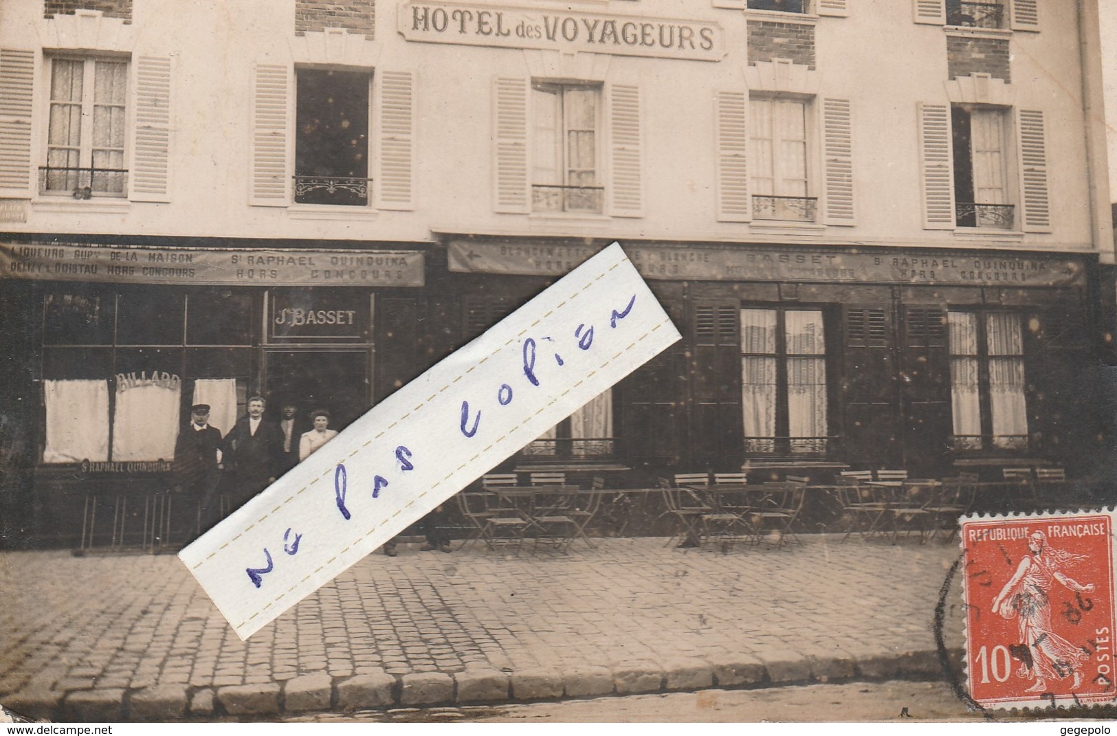 CREIL - L' Hôtel Des Voyageurs En 1909 - J.BASSET   ( Carte Photo ) - Creil
