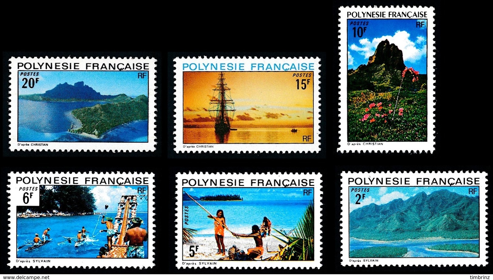 POLYNESIE 1974 - Yv. 97 98 99 100 101 102 *   Cote= 20,00 EUR - Paysages (6 Val.)  ..Réf.POL24336 - Neufs