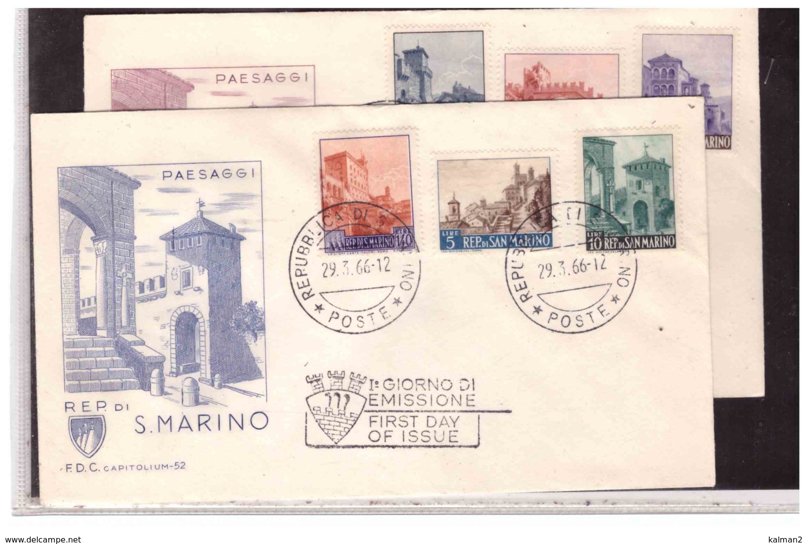 FDC5342   -   SAN MARINO  29.3.1966   /   FDC   PAESAGGI  / CAT.UNIFICATO 711/716 - FDC