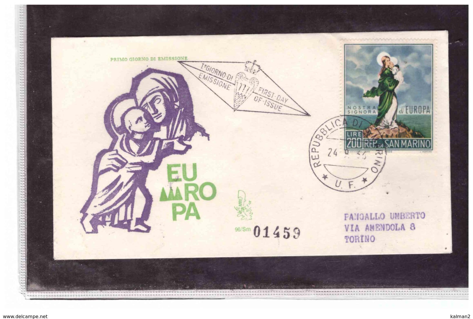 FDC5343   -   SAN MARINO  24.9.1966   /   FDC   EUROPA  / CAT.UNIFICATO 731 - 1966