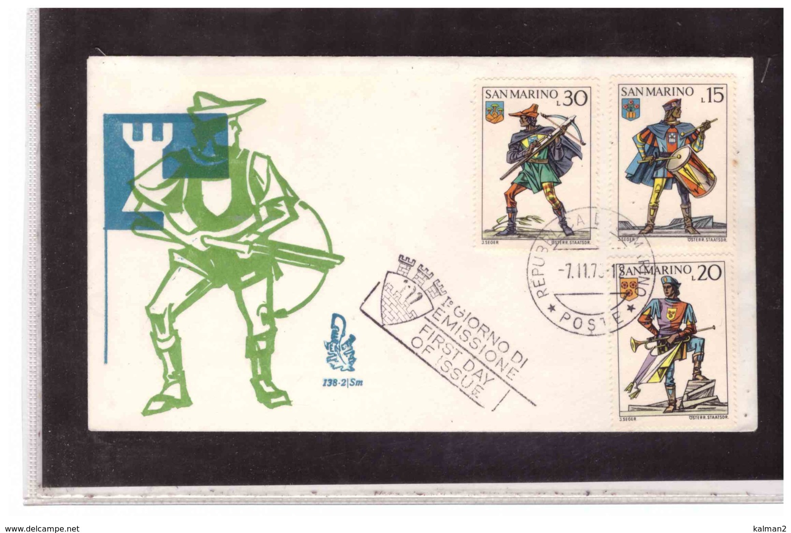 FDC5364   -   SAN MARINO  7.11.1973  /   FDC  BALESTRIERI   /    CAT.UNIFICATO  897/905 - Altri & Non Classificati