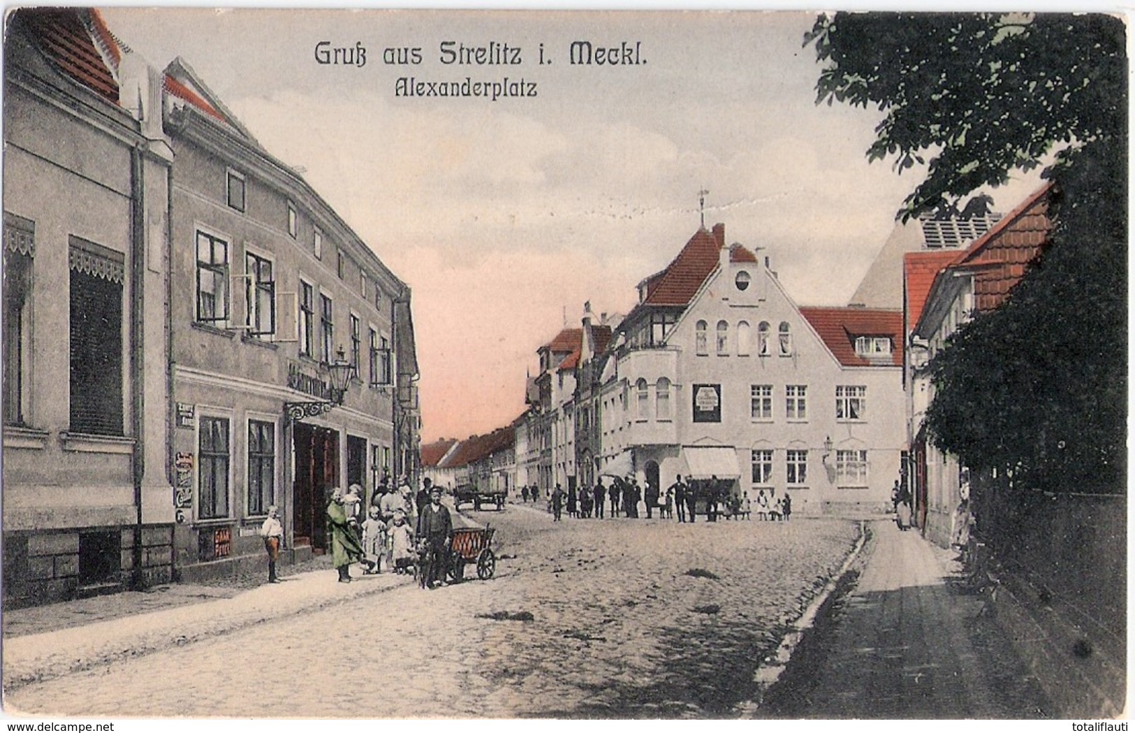 NEUSTRELITZ Color Alexanderplatz Emailschild Zuntz Sarotti Suchard Caillier Gelaufen12.8.1910 - Neustrelitz