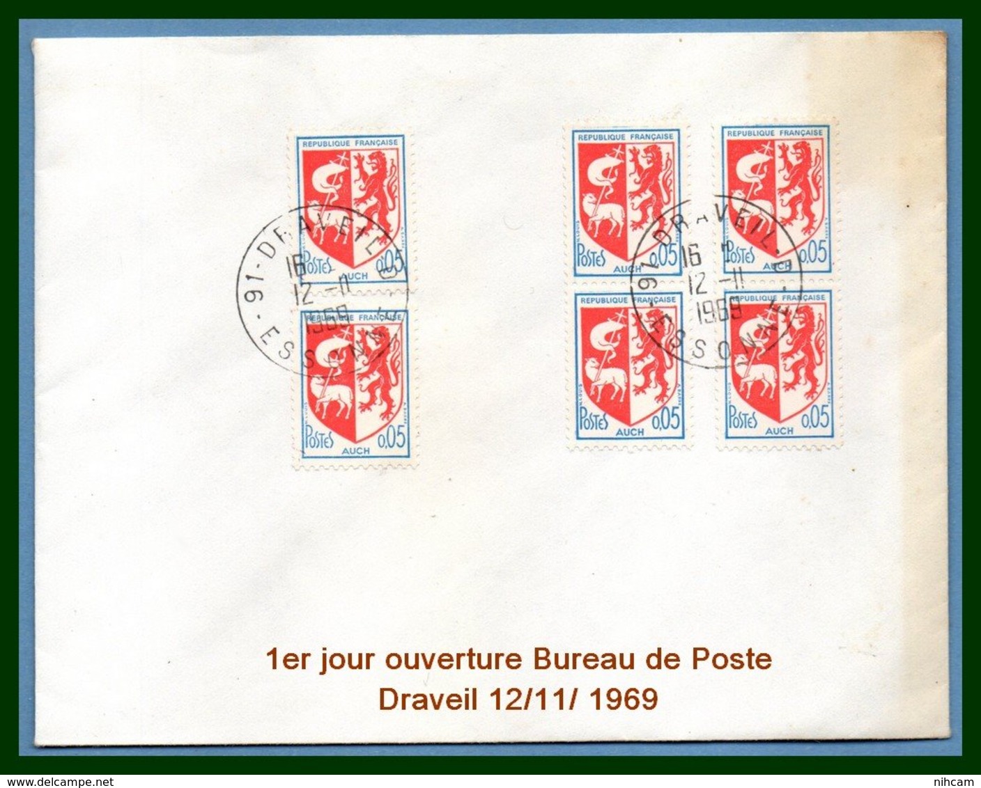 1er Jour Ouverture Bureau De Poste Draveil - D - 91 Essonne  12 / 11 / 1969 - Cachets Commémoratifs