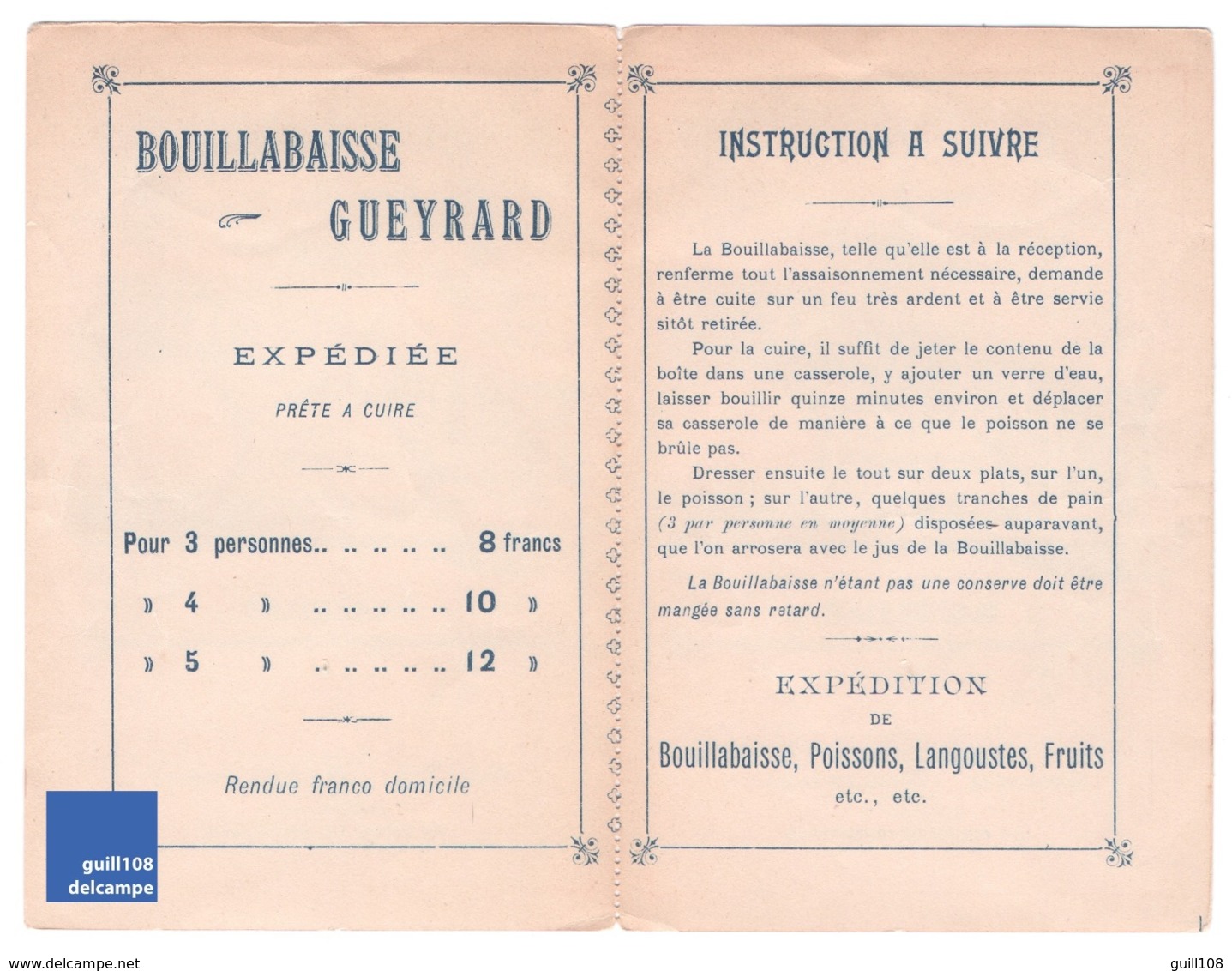 Spécialité De Marseille Bouillabaisse Gueyrard Le Rosbif Grand Hôtel Des Princes Restaurant Provence Port Voilier A2-100 - Advertising