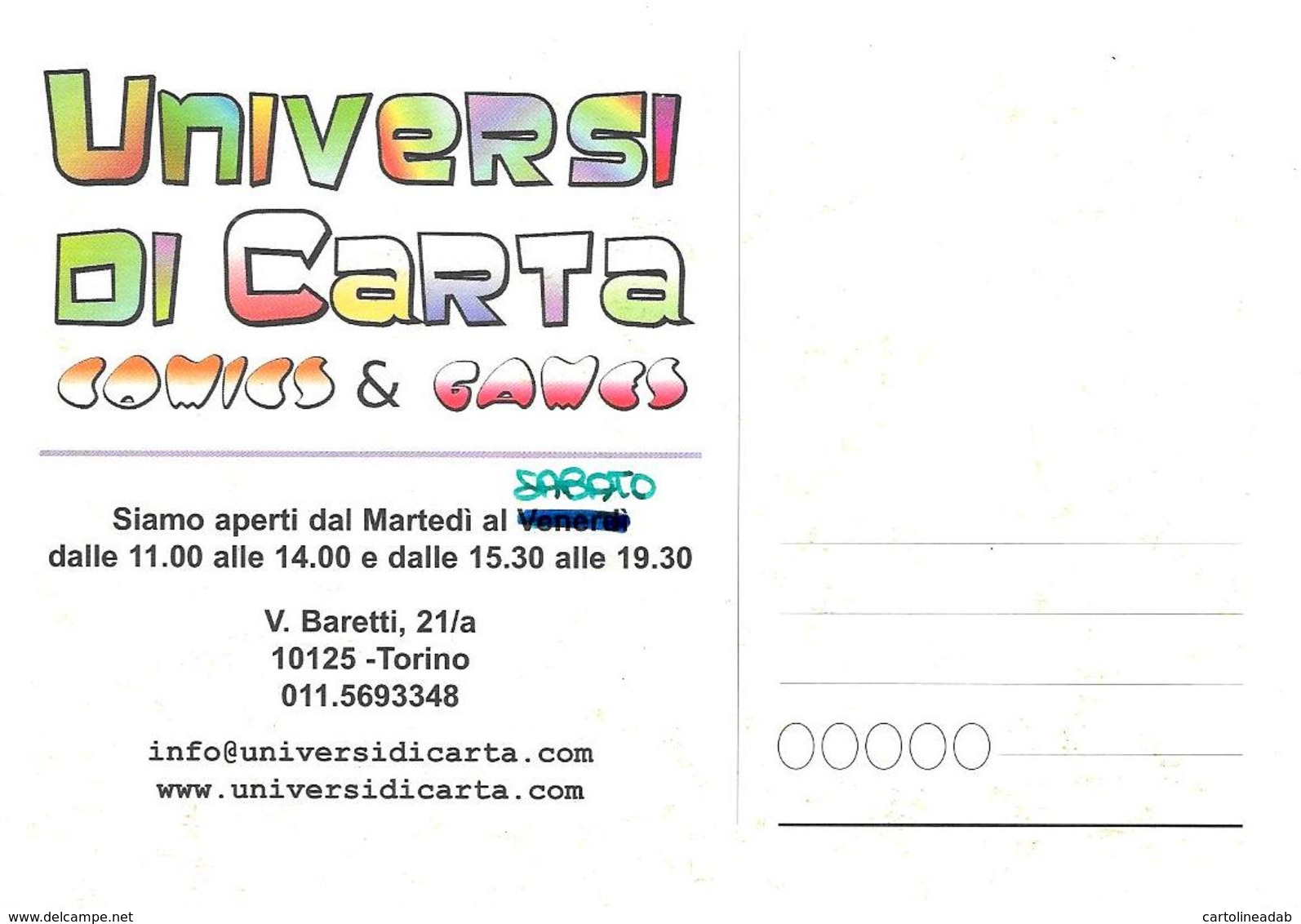 [MD3899] CPM - FUMETTI - UNIVERSI DI CARTA - COMICS & GAMES - TORINO - NV - Fumetti