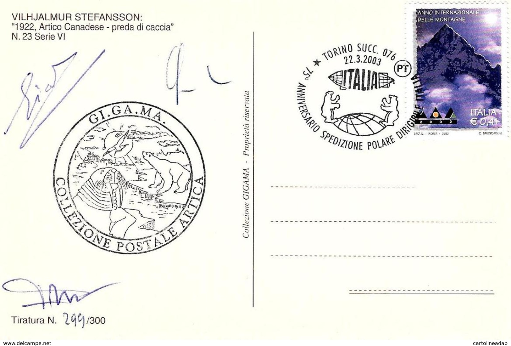 [MD3938] CPM - COLLEZIONE POSTALE ARTICA CON ANNULLO FRANCOBOLLO FIRME N° 23 1922 VILHJALMUR STEFANSSON - PERFETTA - NV - Storia