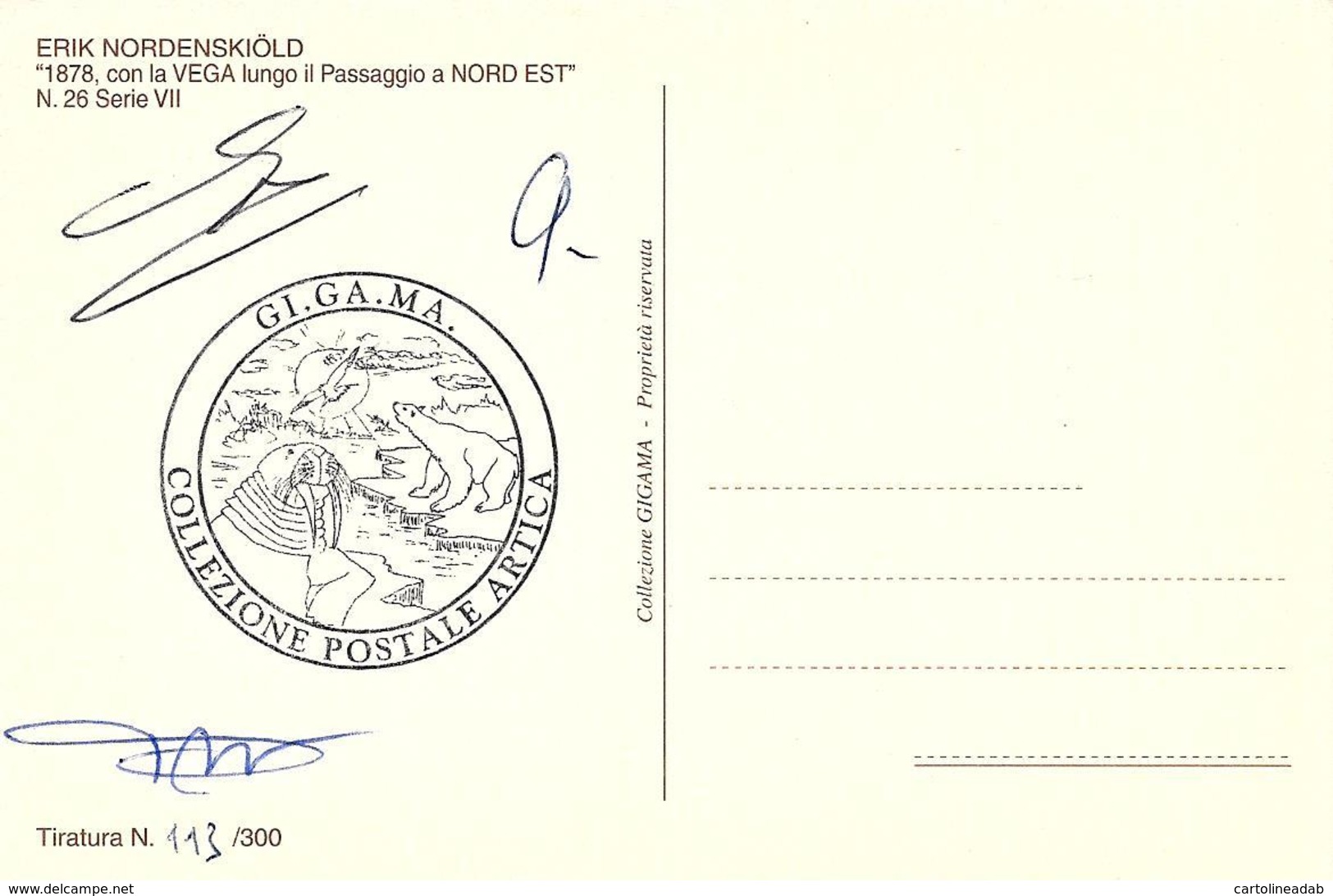 [MD3942] CPM - COLLEZIONE POSTALE ARTICA CON ANNULLO FIRME N° 26 1878 ERIK NORDENSKIOLD - PERFETTA - NV - Storia