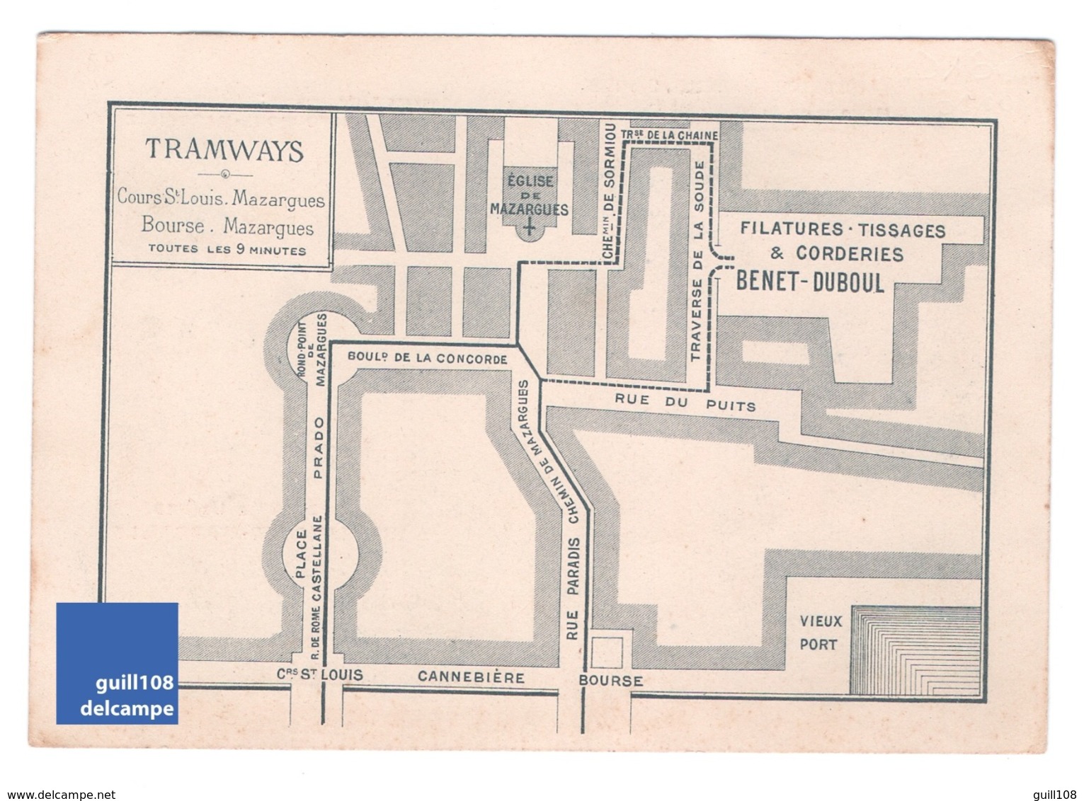 Carte De Visite Filature Tissage Corderie Benet-Duboul 7 Rue Suffren Marseille Tramway Mazargues Bourse Filatures A2-95 - Visiting Cards